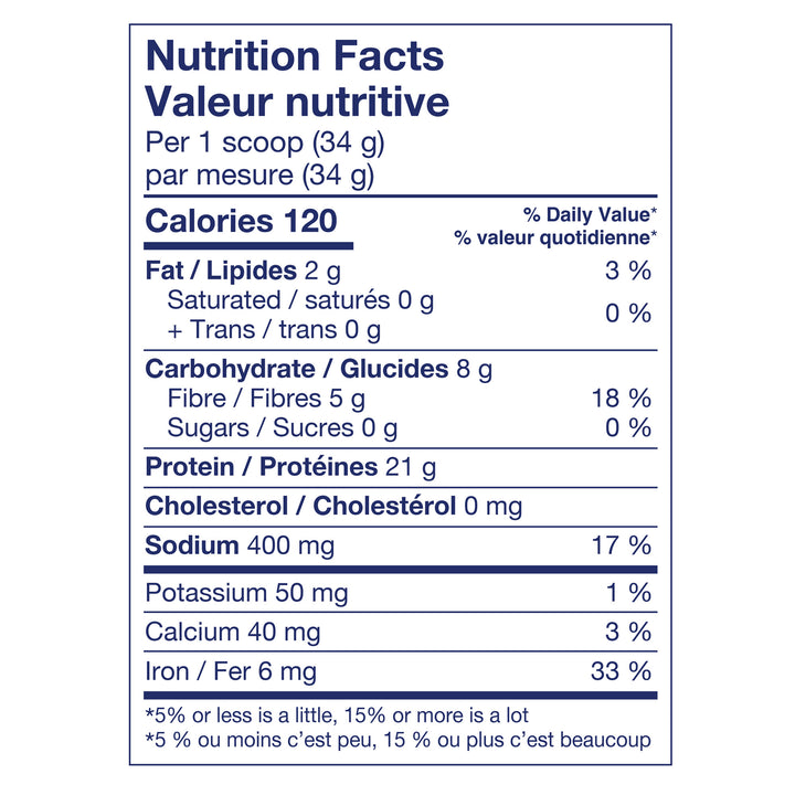 ORGANIC PLANT-BASED PROTEIN Vanilla 1.5kg Nutrition Facts