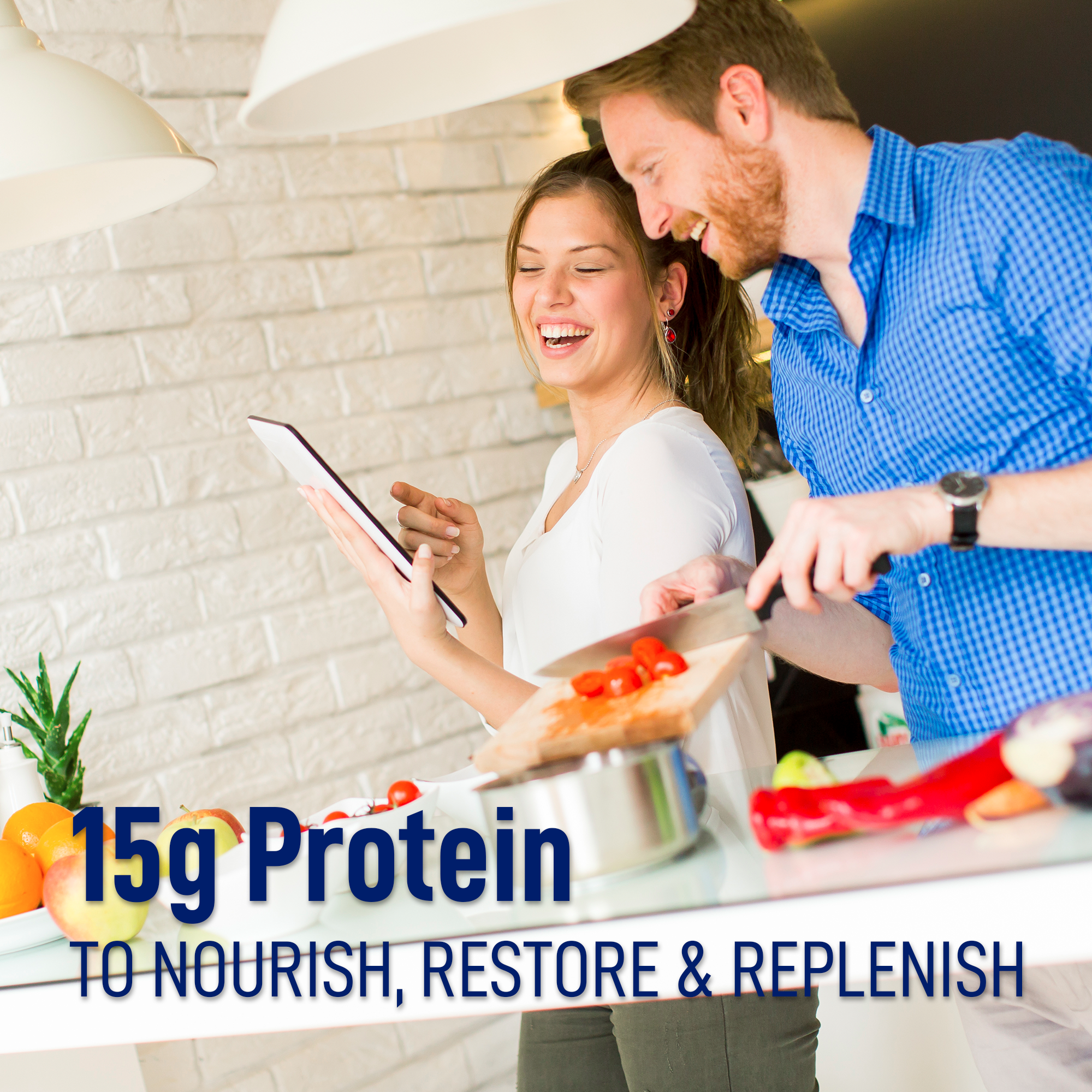 Family in the kitchen enjoying LEANFIT Beef Bone Broth — simple, everyday nourishment