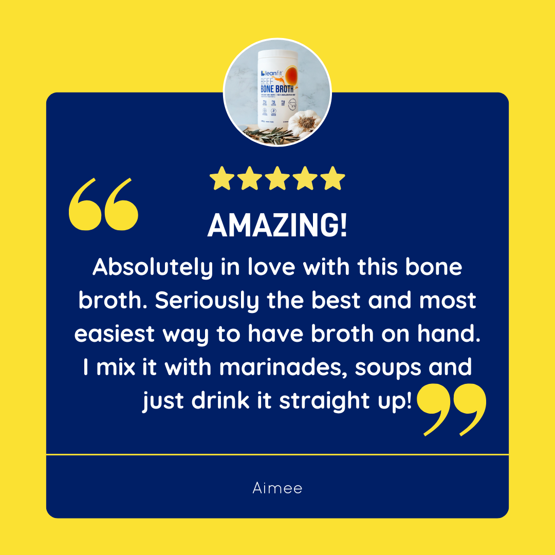 LEANFIT Beef Bone Broth Review: “Amazing—great taste and easy to mix.”