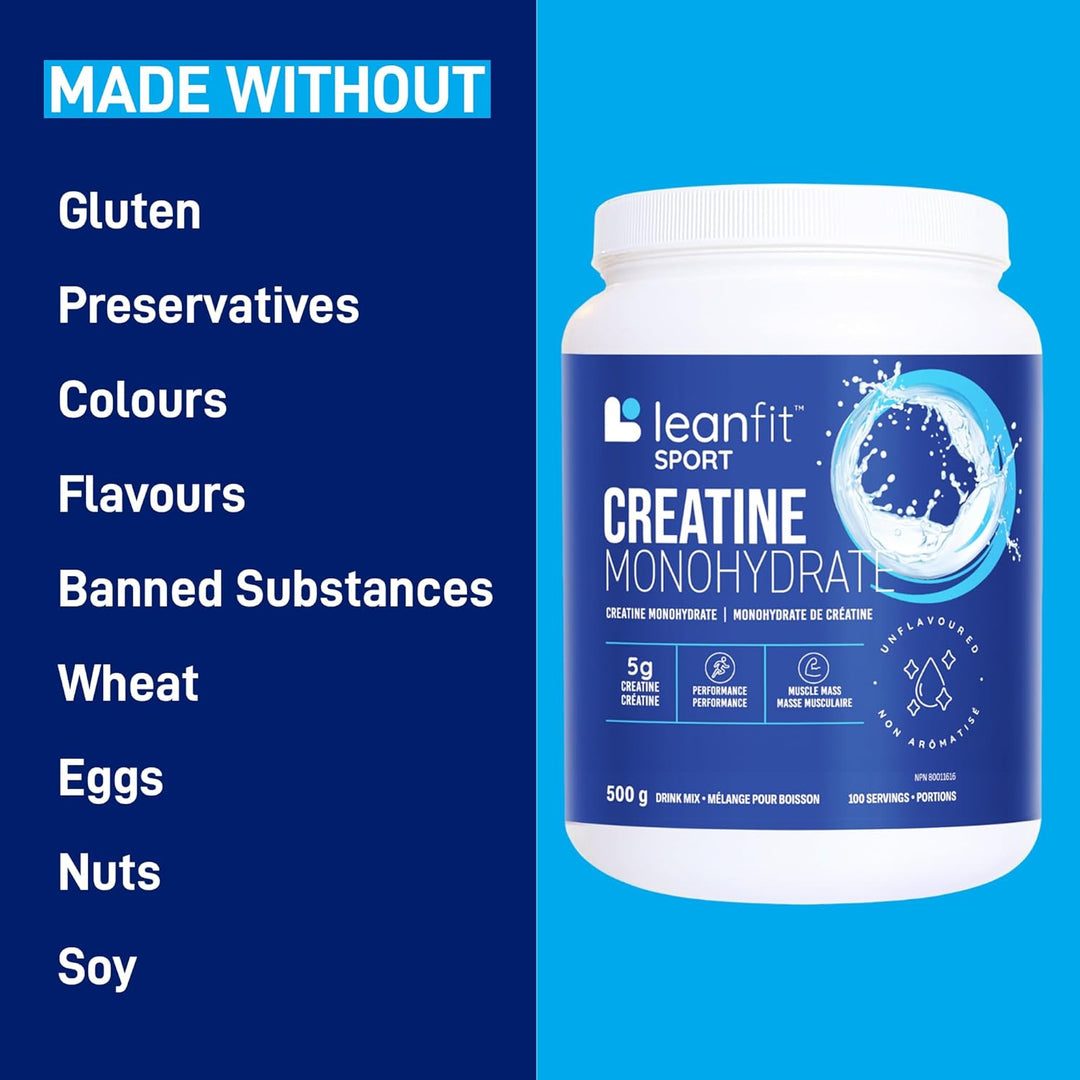 Made without gluten, preservatives, artificial colours or flavours, wheat, eggs, nuts, or soy; banned-substance tested (Informed Choice)