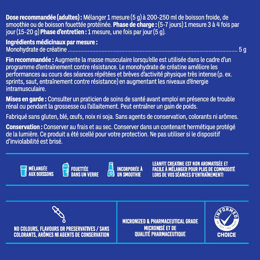 Side panel and barcode — LEANFIT Creatine Monohydrate 500 g
