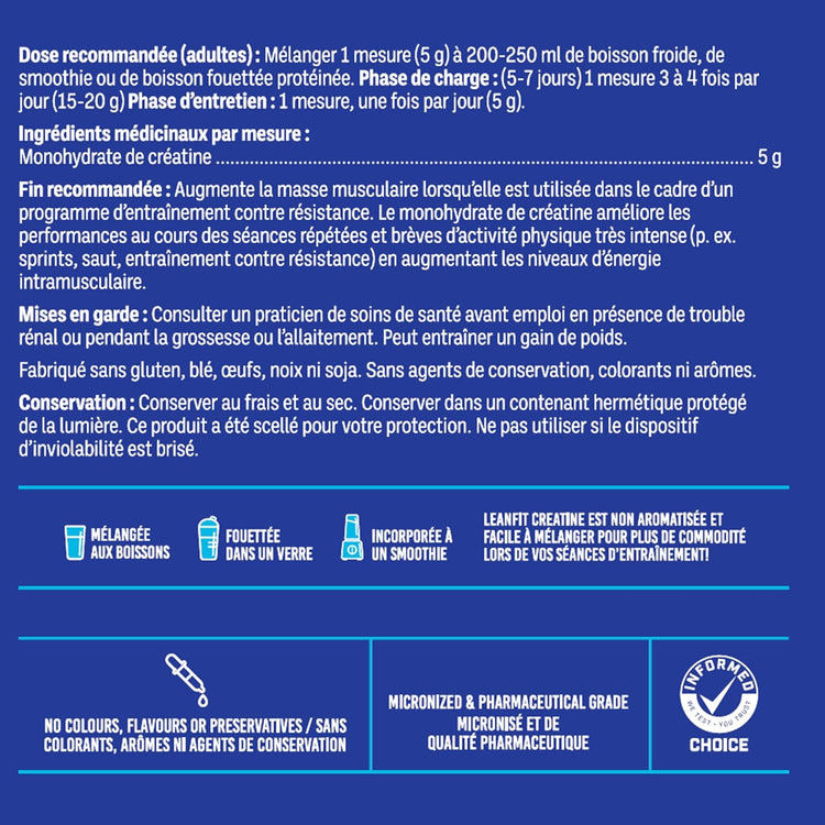 Side panel and barcode — LEANFIT Creatine Monohydrate 500 g