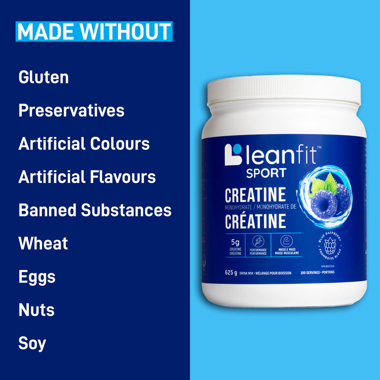 Made without gluten, preservatives, artificial colours or flavours, wheat, eggs, nuts, or soy; banned-substance tested (Informed Choice)
