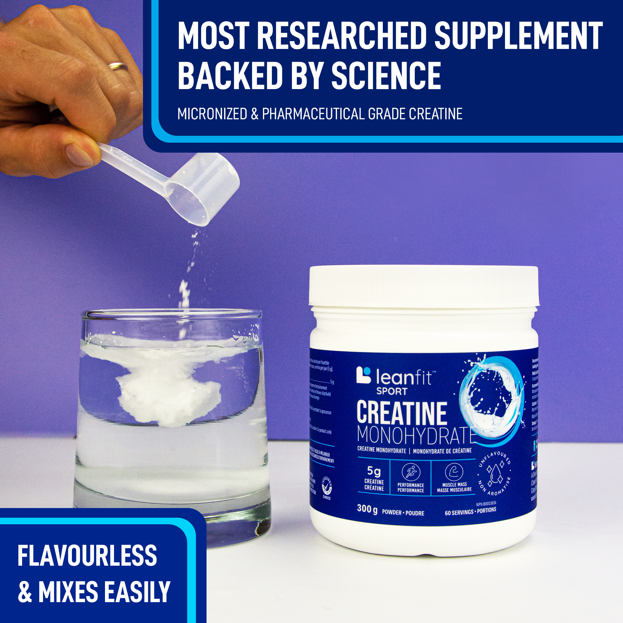 Most researched supplement backed by science — flavourless creatine that mixes easily