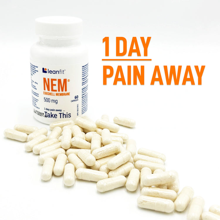 1-day pain away — NEM® eggshell membrane capsules product hero