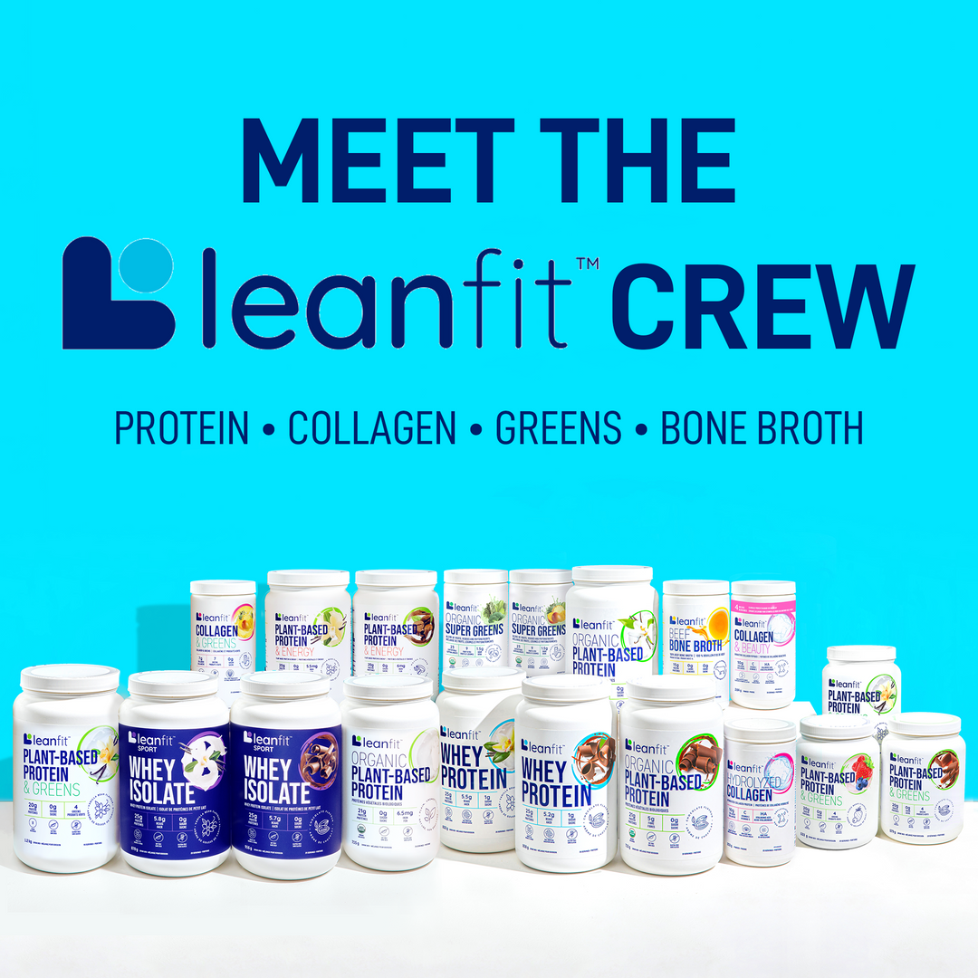 Meet the LEANFIT crew — lineup including Protein, Collagen, Greens, Vitamins, and Bone Broth