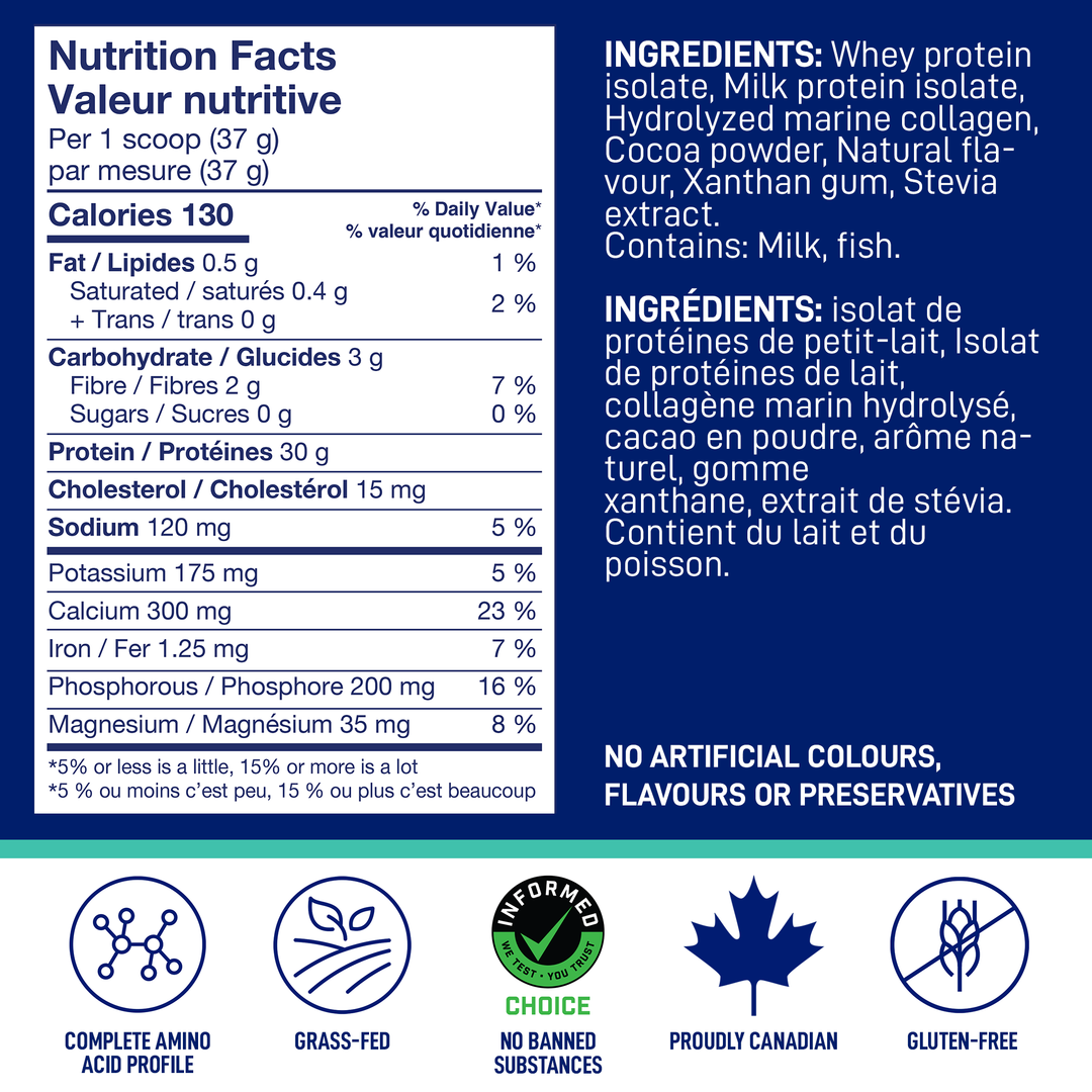 Nutrition Facts and ingredients for LEANFIT Sport Protein Isolate & Marine Collagen — Chocolate Hazelnut