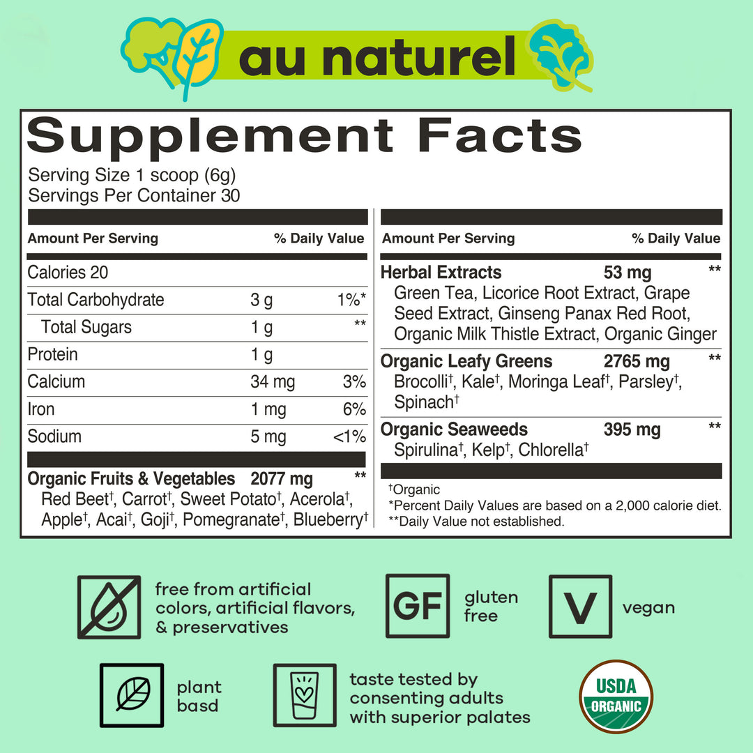 bāsd® seriously good greens au naturel, unsweetened 179g