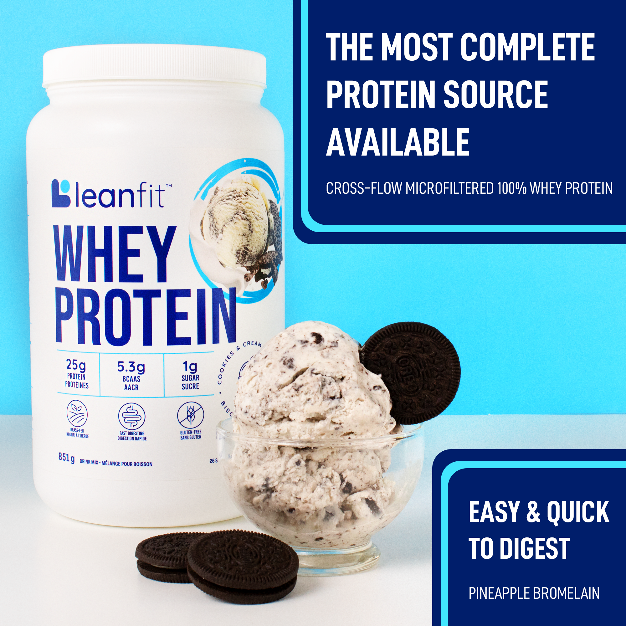 LEANFIT WHEY PROTEIN™ Cookies & Cream 851g