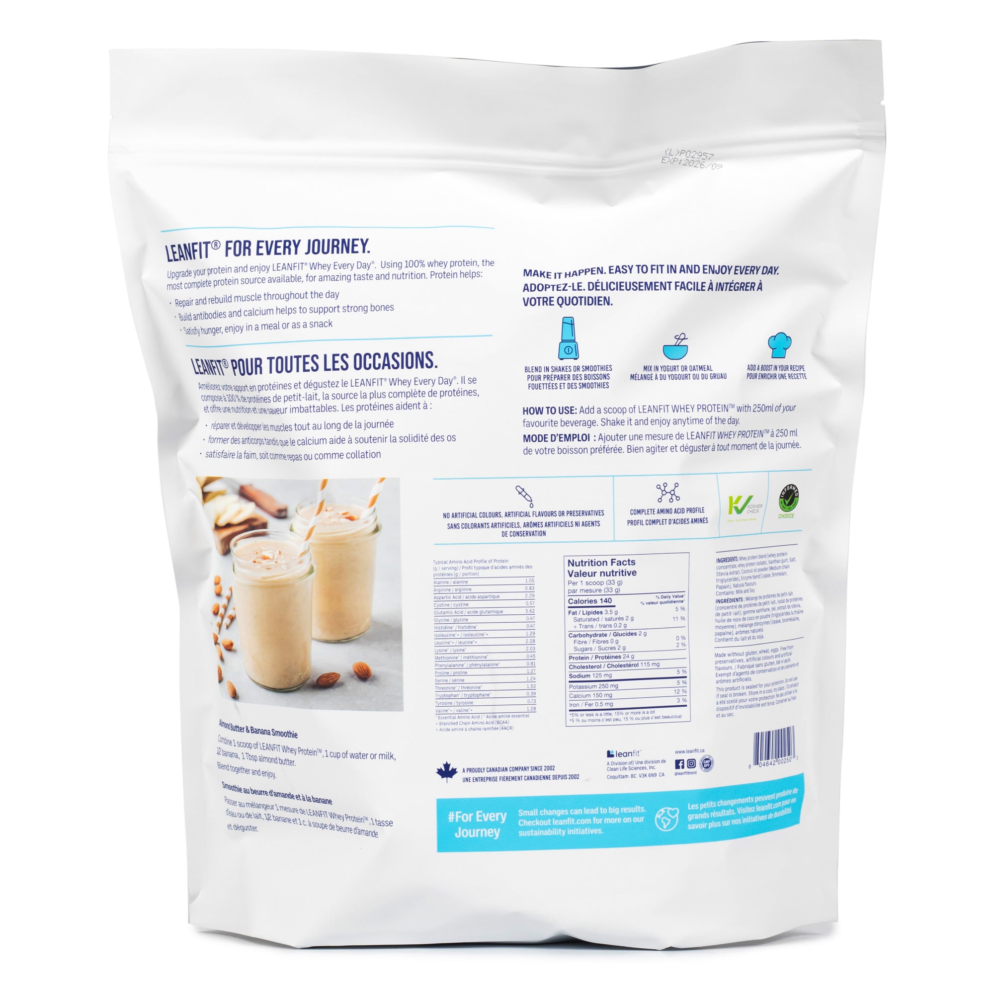 LEANFIT Whey Protein Vanilla Back