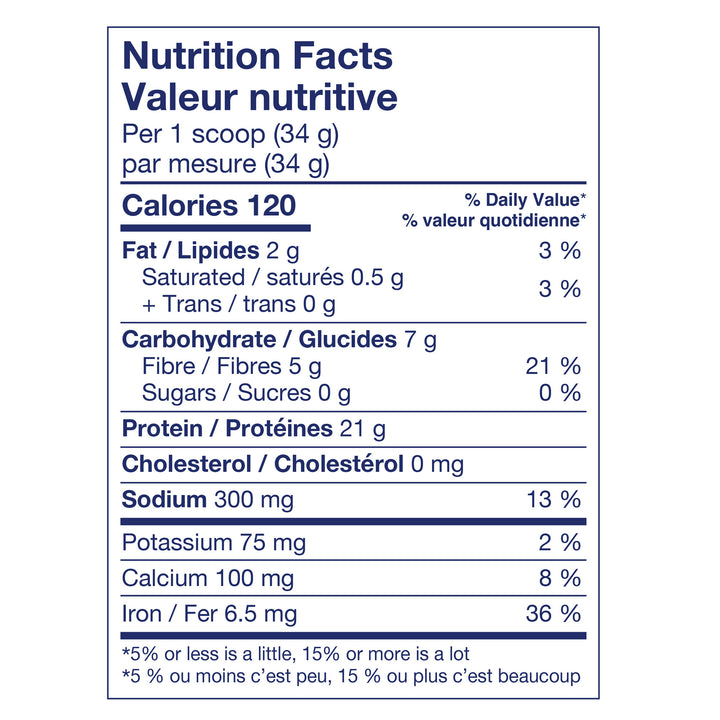 ORGANIC PLANT-BASED PROTEIN Vanilla 715g Nutrition Facts
