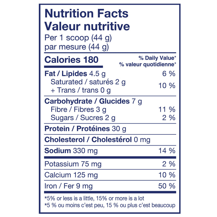 PLANT PERFORMANCE PROTEIN Creamy Vanilla 883g Nutrition Facts