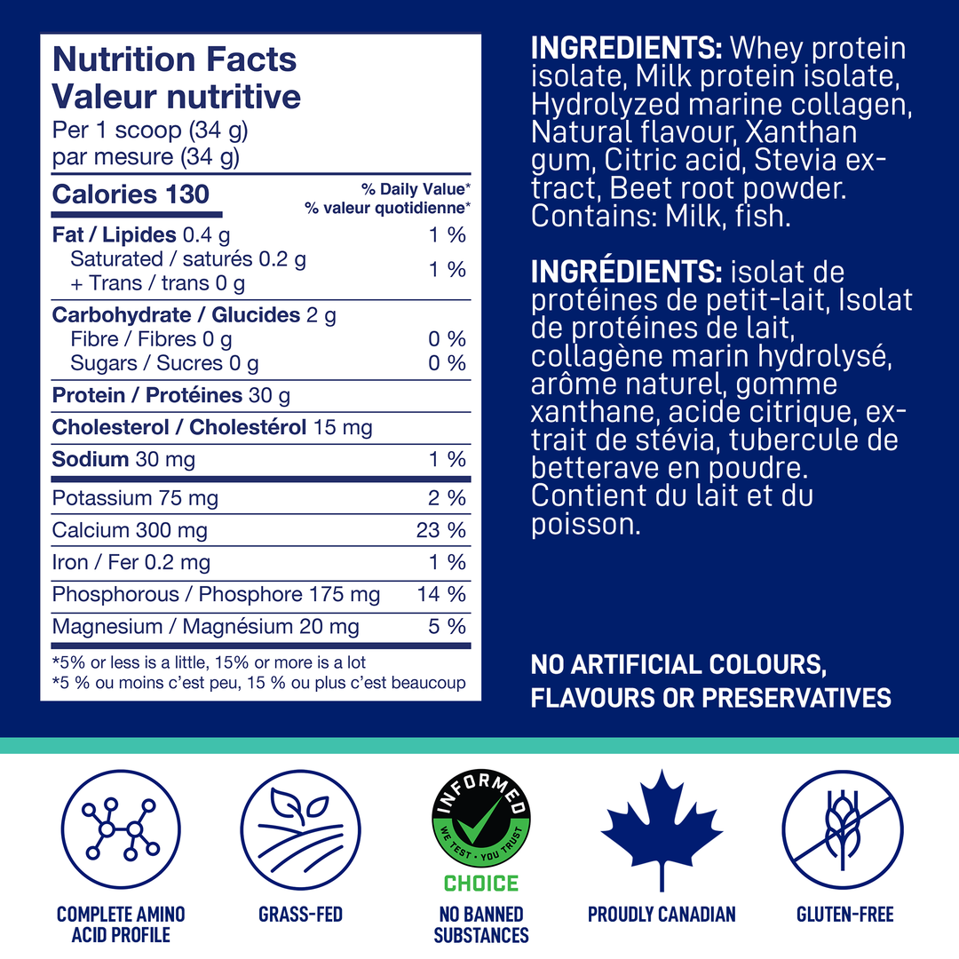 LEANFIT SPORT PROTEIN ISOLATE & MARINE COLLAGEN™ Strawberry Raspberry 828g