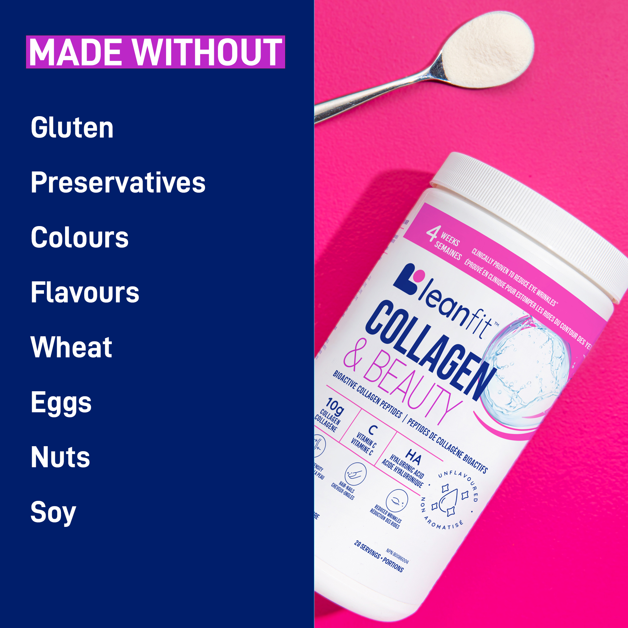 LEANFIT Collagen & Beauty — made without artificial flavours, colours, or preservatives