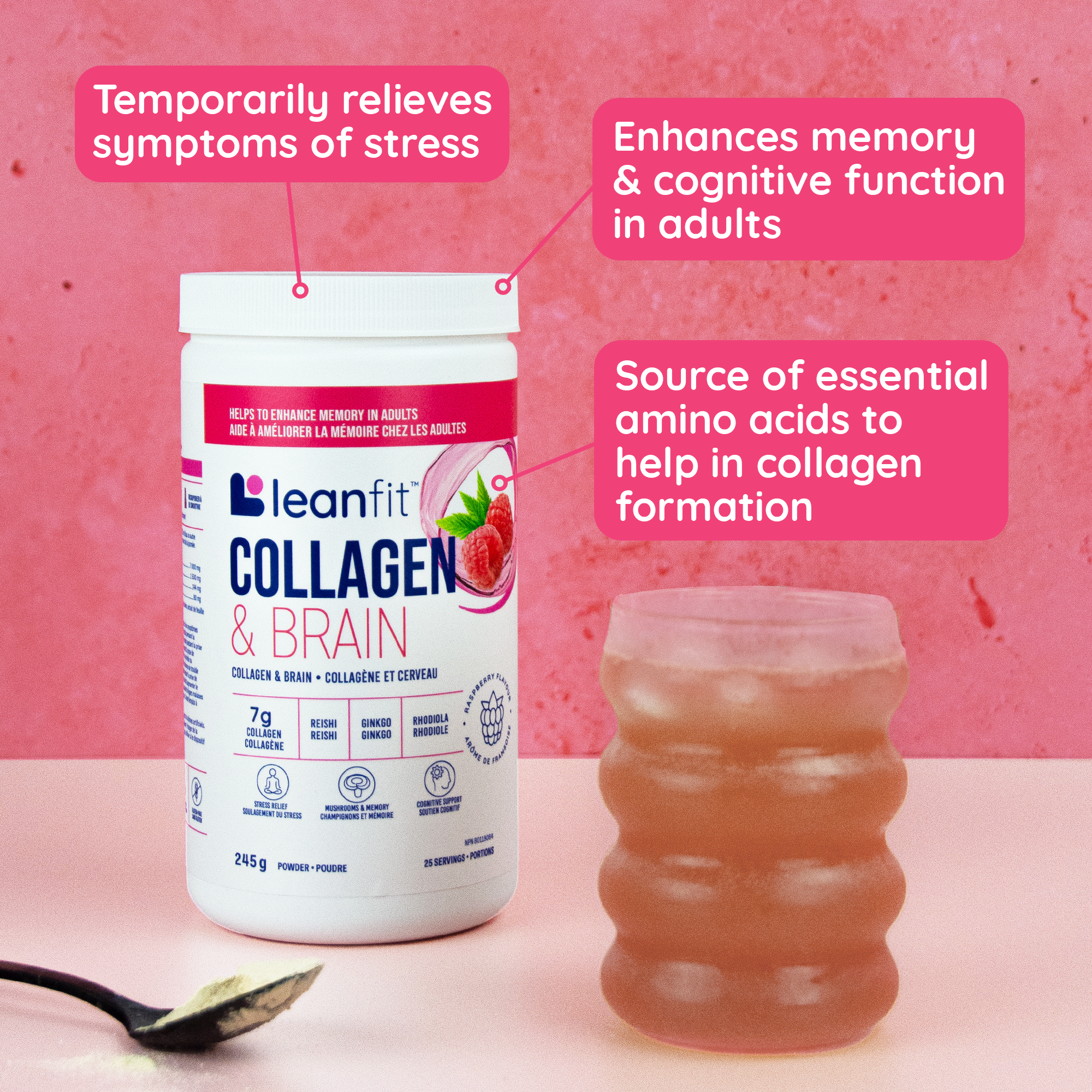 LEANFIT Collagen & Brain — enhances memory and cognitive function in adults; temporarily relieves symptoms of stress