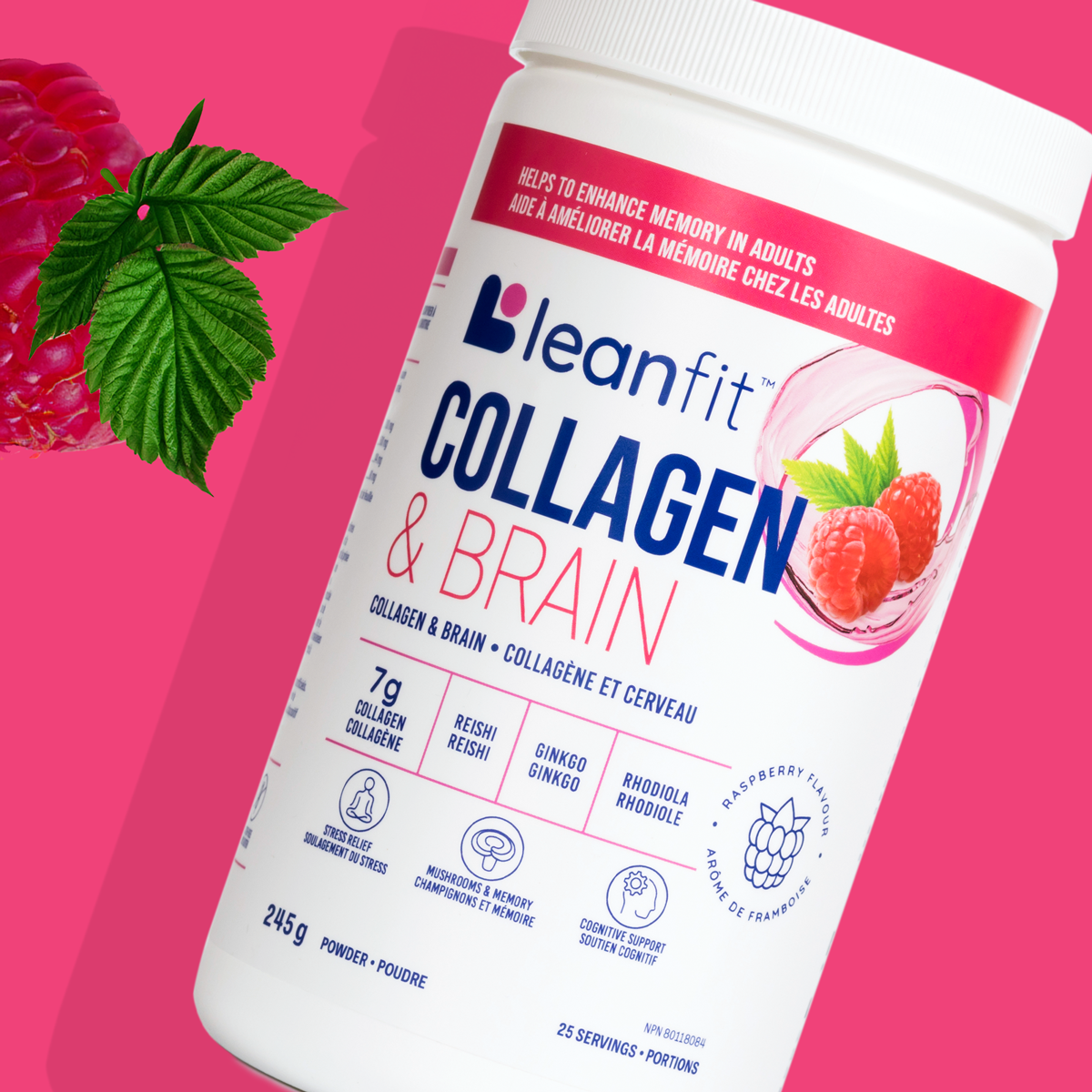 LEANFIT Collagen & Brain with fruit — easy to mix in water, coffee, or smoothies