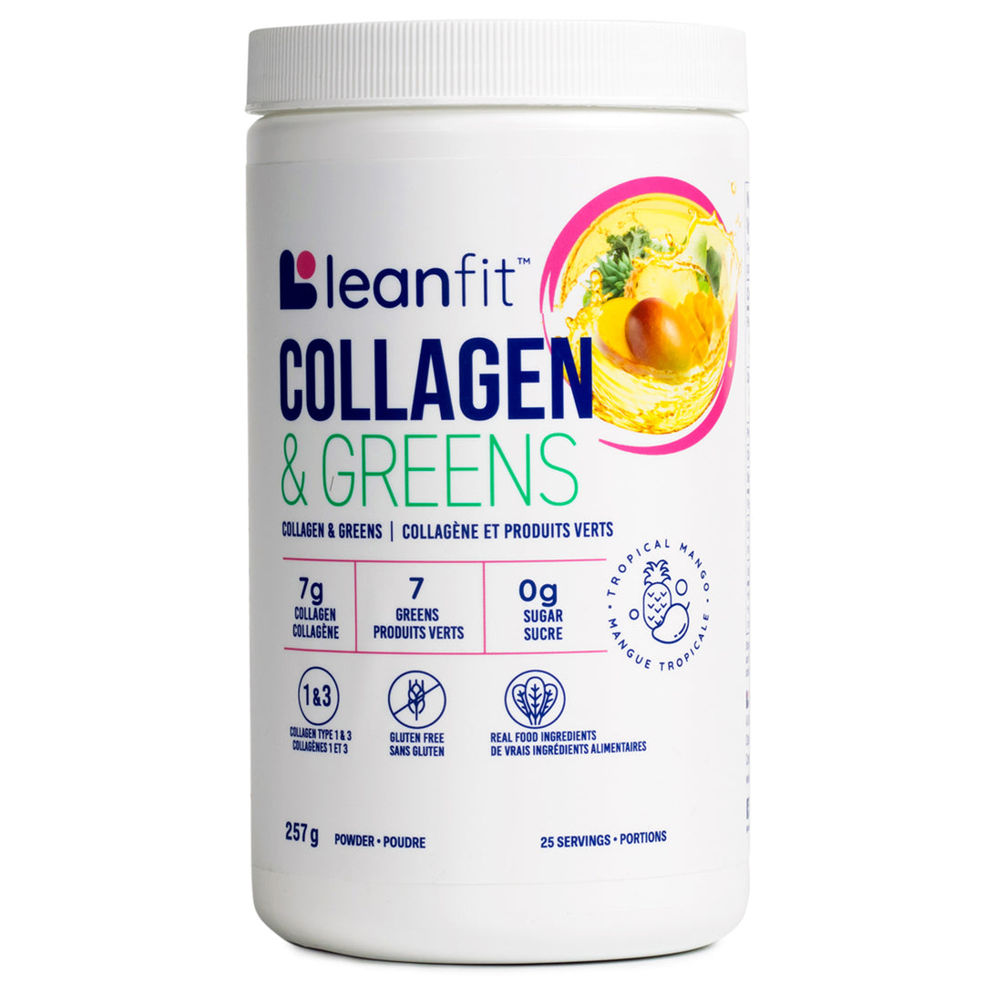 LEANFIT Collagen & Greens Powder — Tropical Mango — Front Label