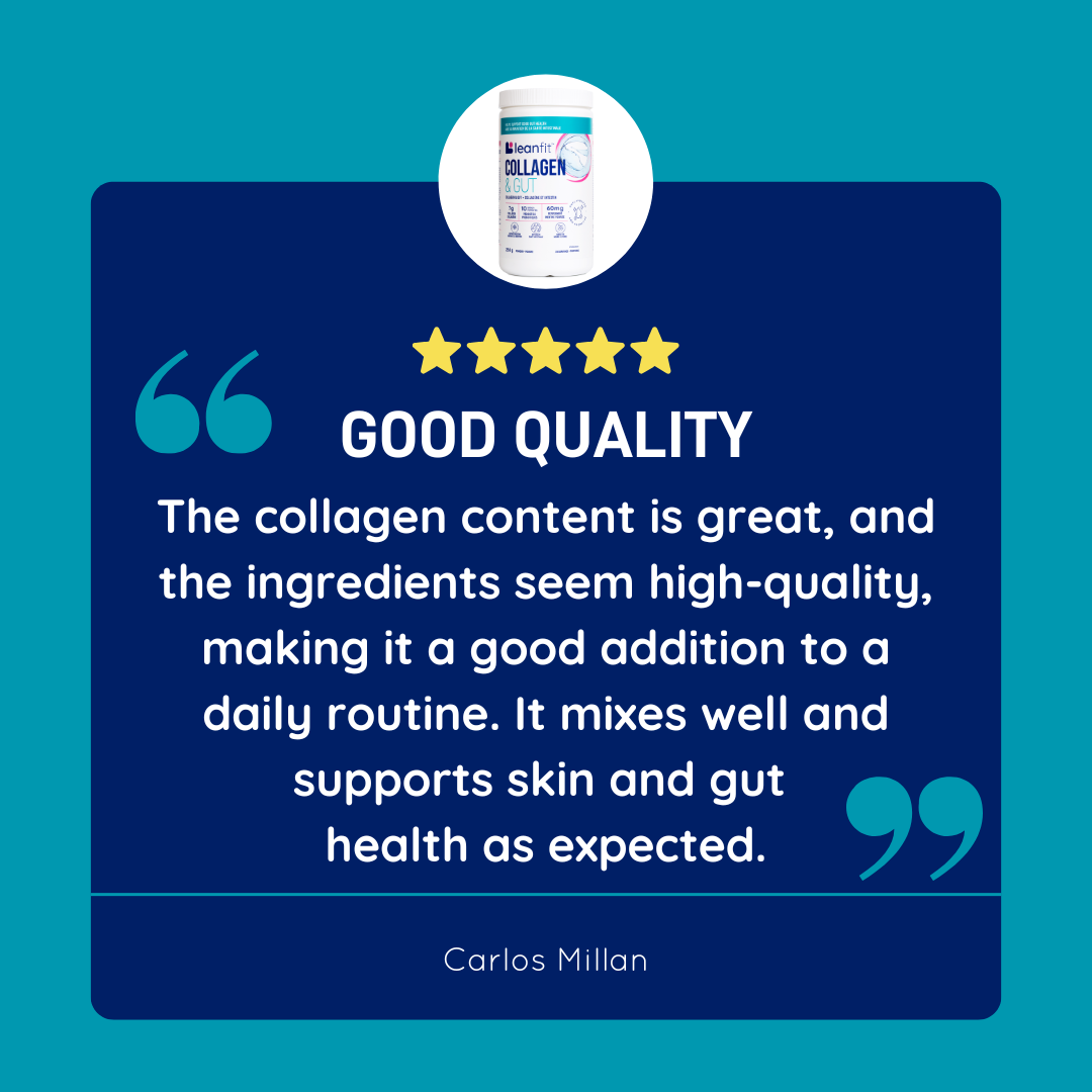 Customer review of LEANFIT Collagen & Gut: “Good quality—mixes well and supports skin and gut health.”