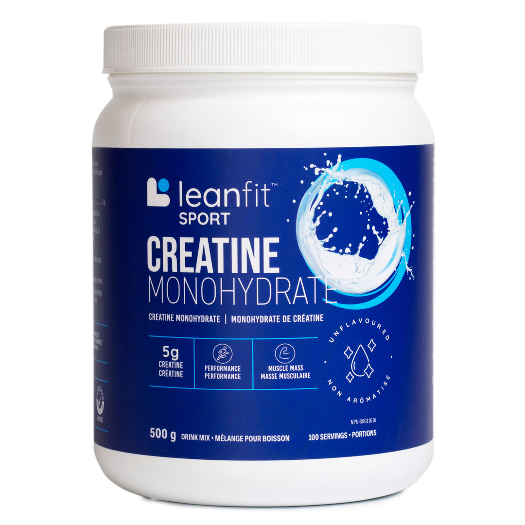 LEANFIT Sport Creatine Monohydrate — 500 g jar, front label (flavourless powder)
