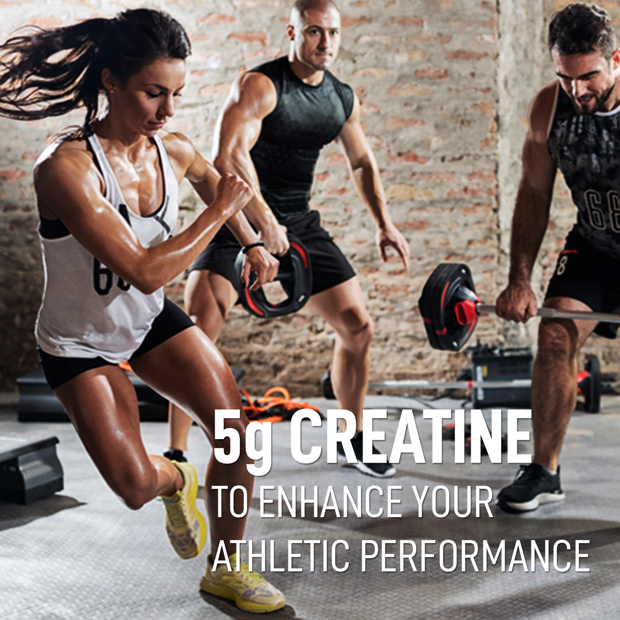 Athletes training — 5 g creatine to enhance athletic performance
