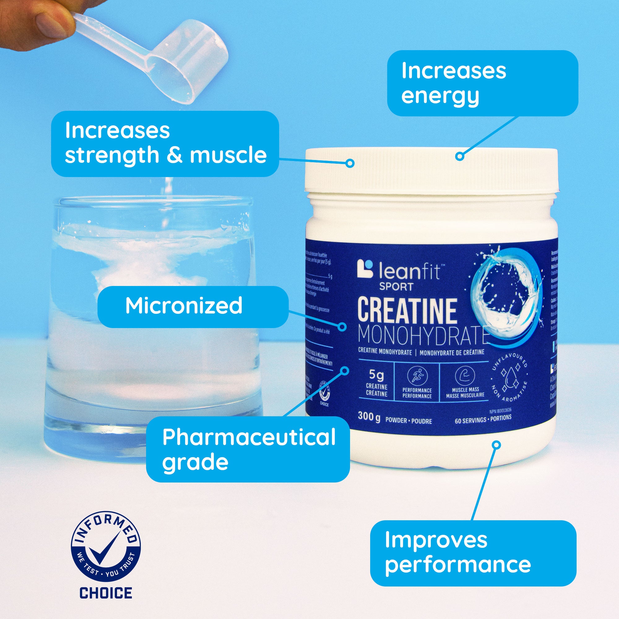 Micronized, pharmaceutical grade creatine — increases strength, muscle, energy, and overall performance
