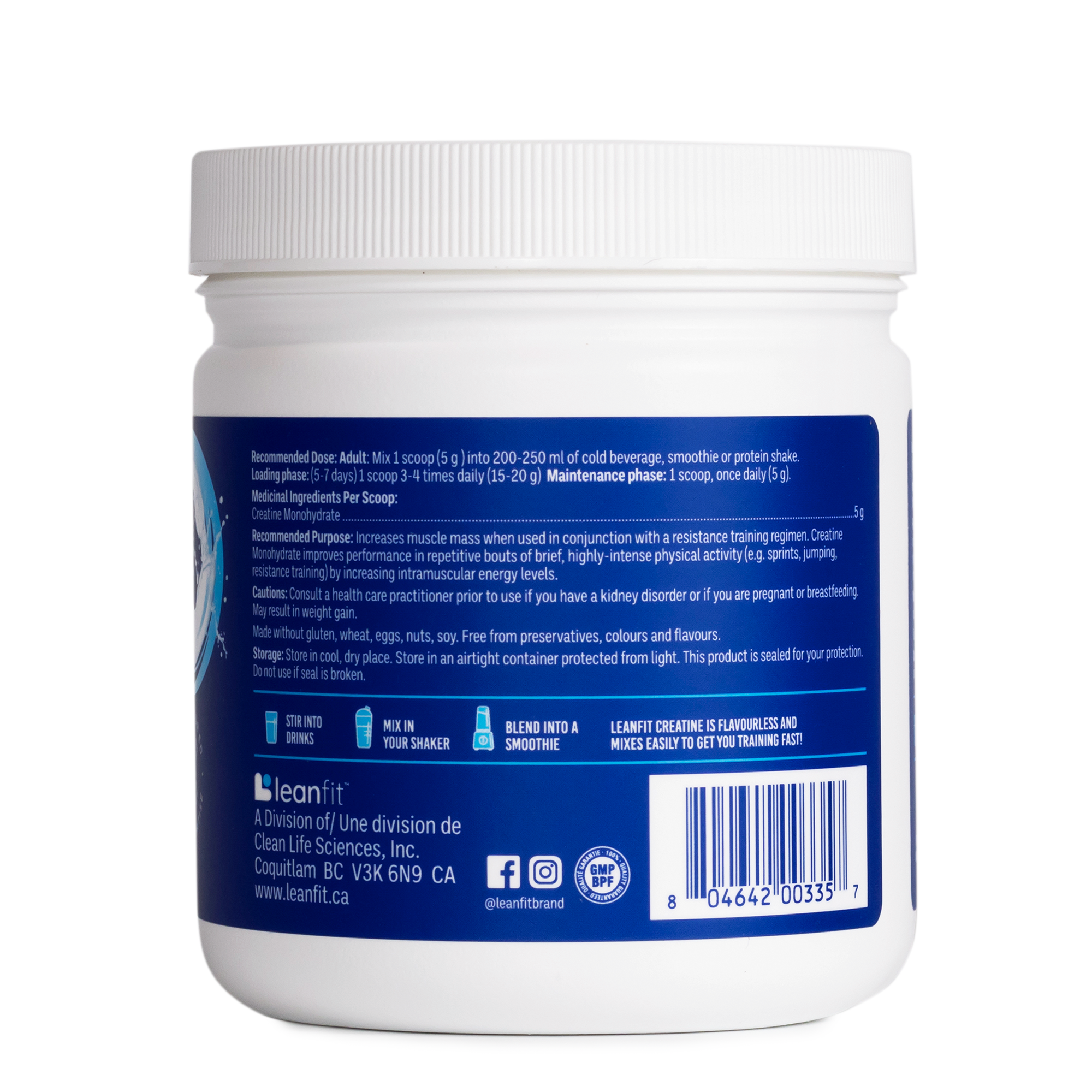 Side panel and barcode — LEANFIT Creatine Monohydrate
