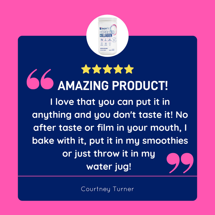 Customer review: “Amazing product—easy to add to anything; no aftertaste. Great in smoothies, baking, or water.”