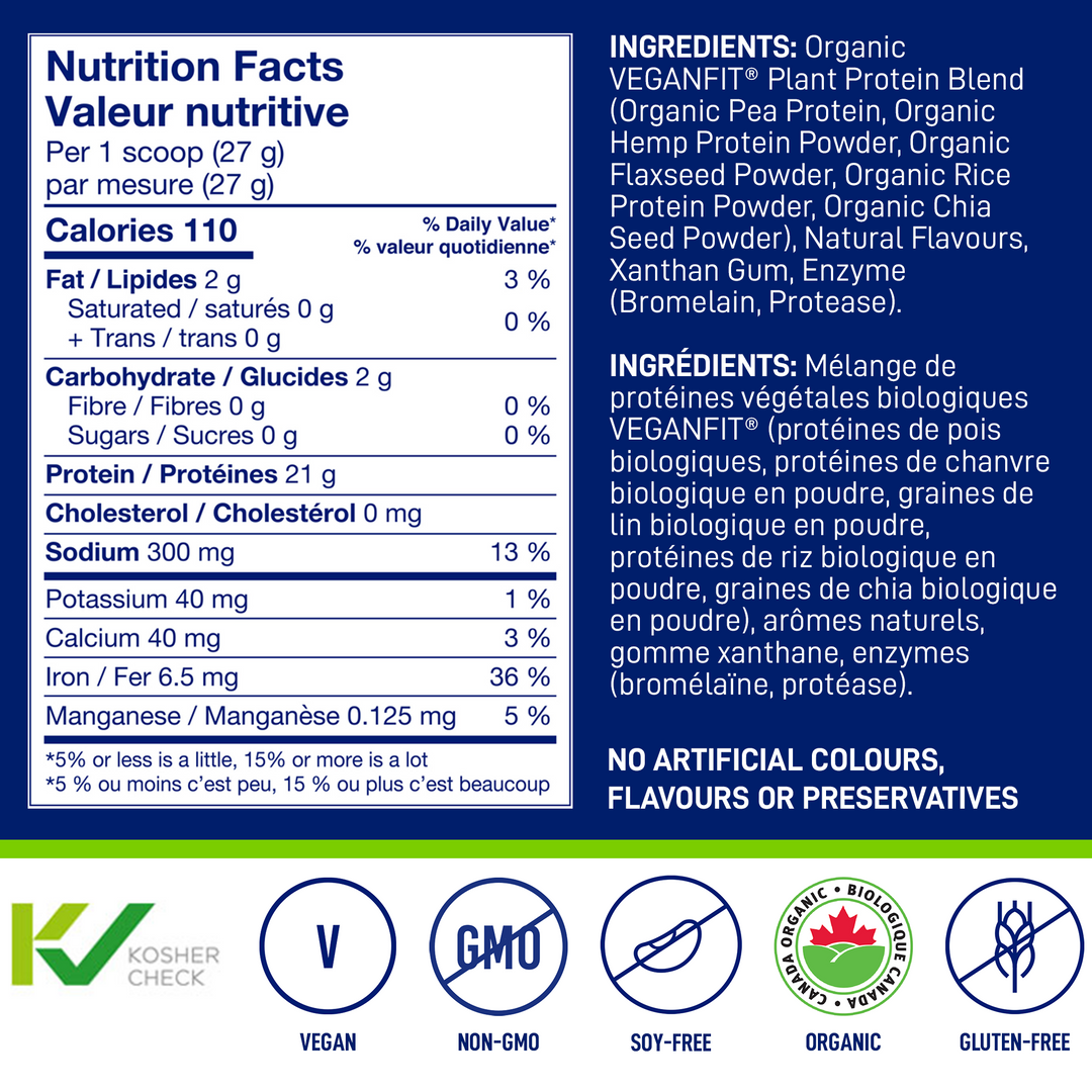 Nutrition Facts and organic ingredients for LEANFIT Plain Unsweetened Plant-Based Protein
