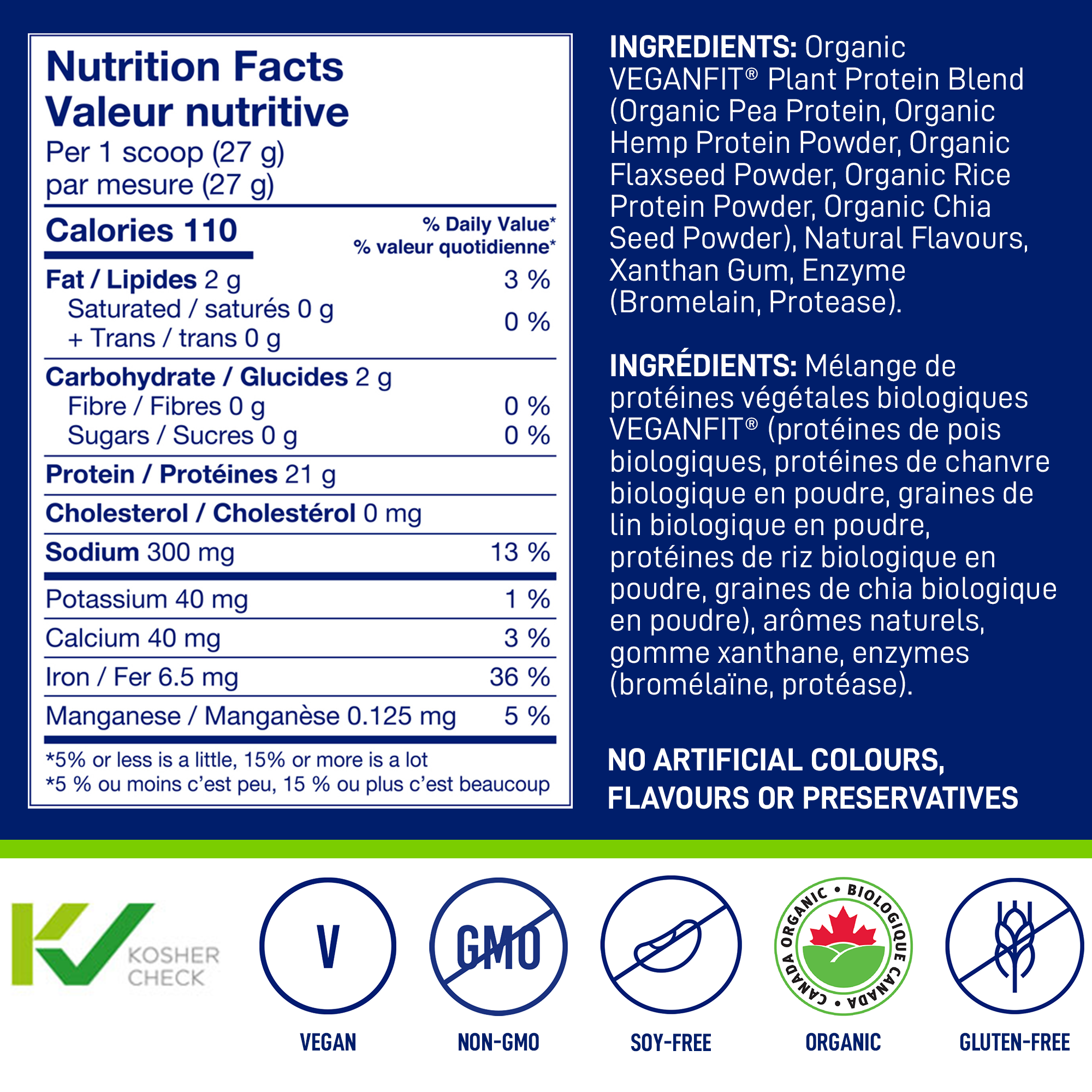 Nutrition Facts and organic ingredients for LEANFIT Plain Unsweetened Plant-Based Protein
