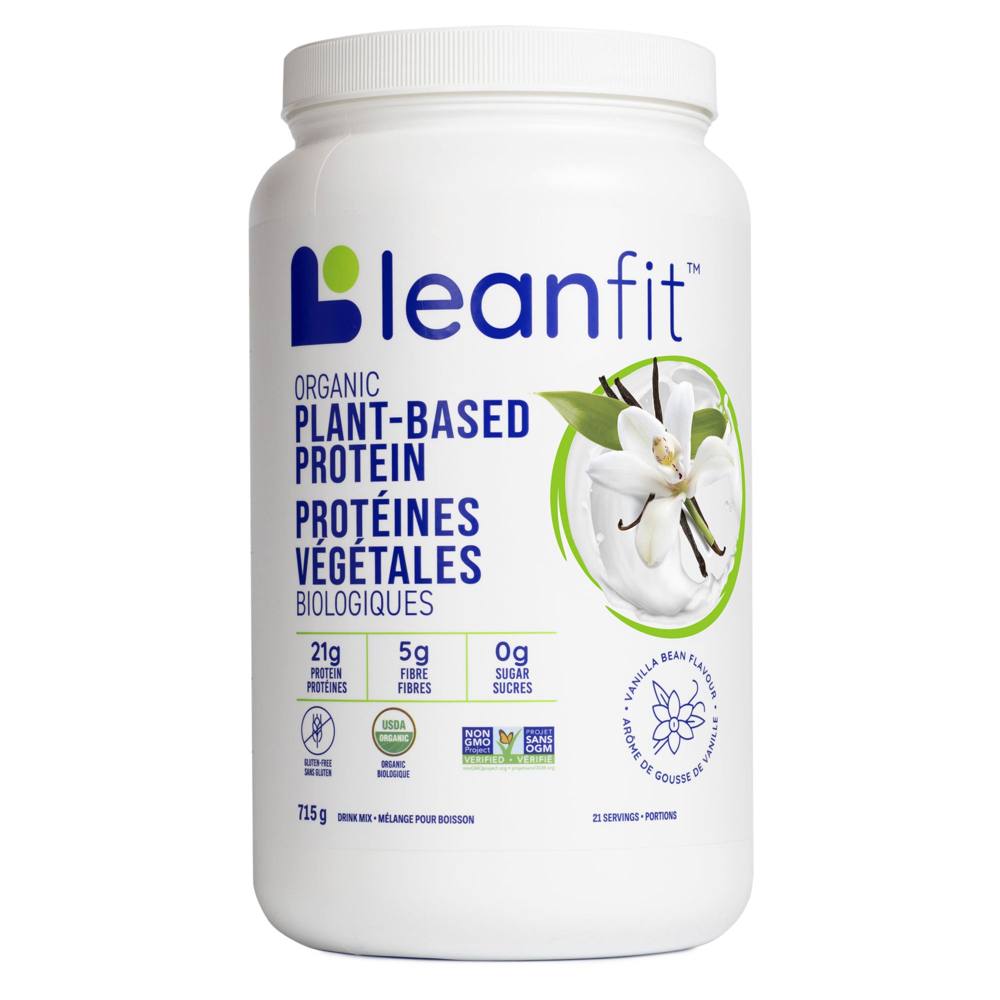 LEANFIT Organic Plant-Based Protein Powder in Vanilla Flavour — Front Label