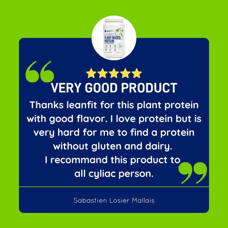 Customer review: “Very good product with good flavour—hard to find protein without gluten and dairy. I recommend this for celiac folks.”

