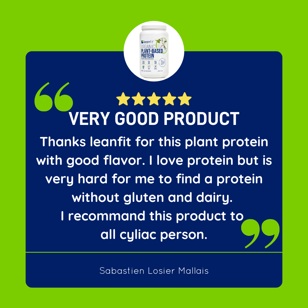 Customer review: “Very good product with good flavour—hard to find protein without gluten and dairy. I recommend this for celiac folks.”
