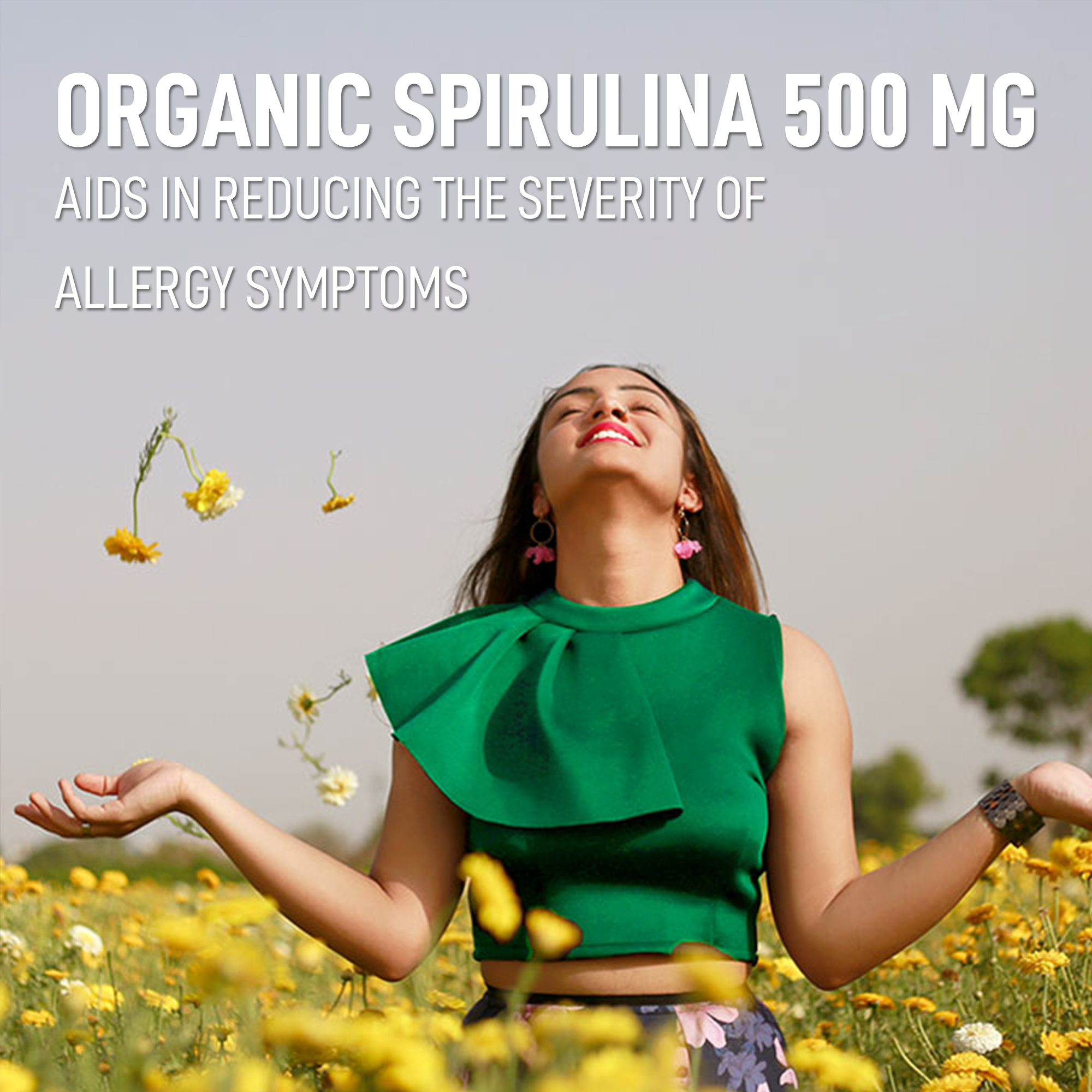 Organic Spirulina 500 mg — helps reduce the severity of allergy symptoms — happy outdoor lifestyle

