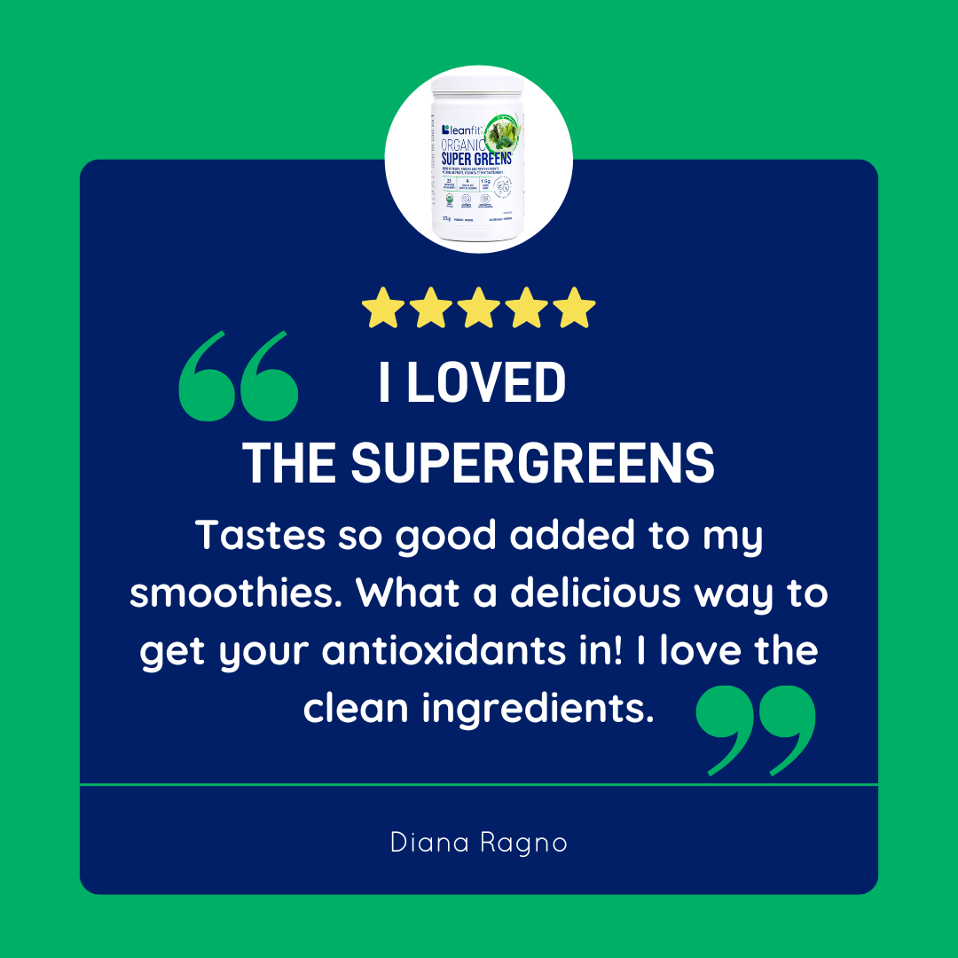 Customer review: “I loved the SuperGreens—delicious way to add antioxidants to my smoothies; love the clean ingredients.”
