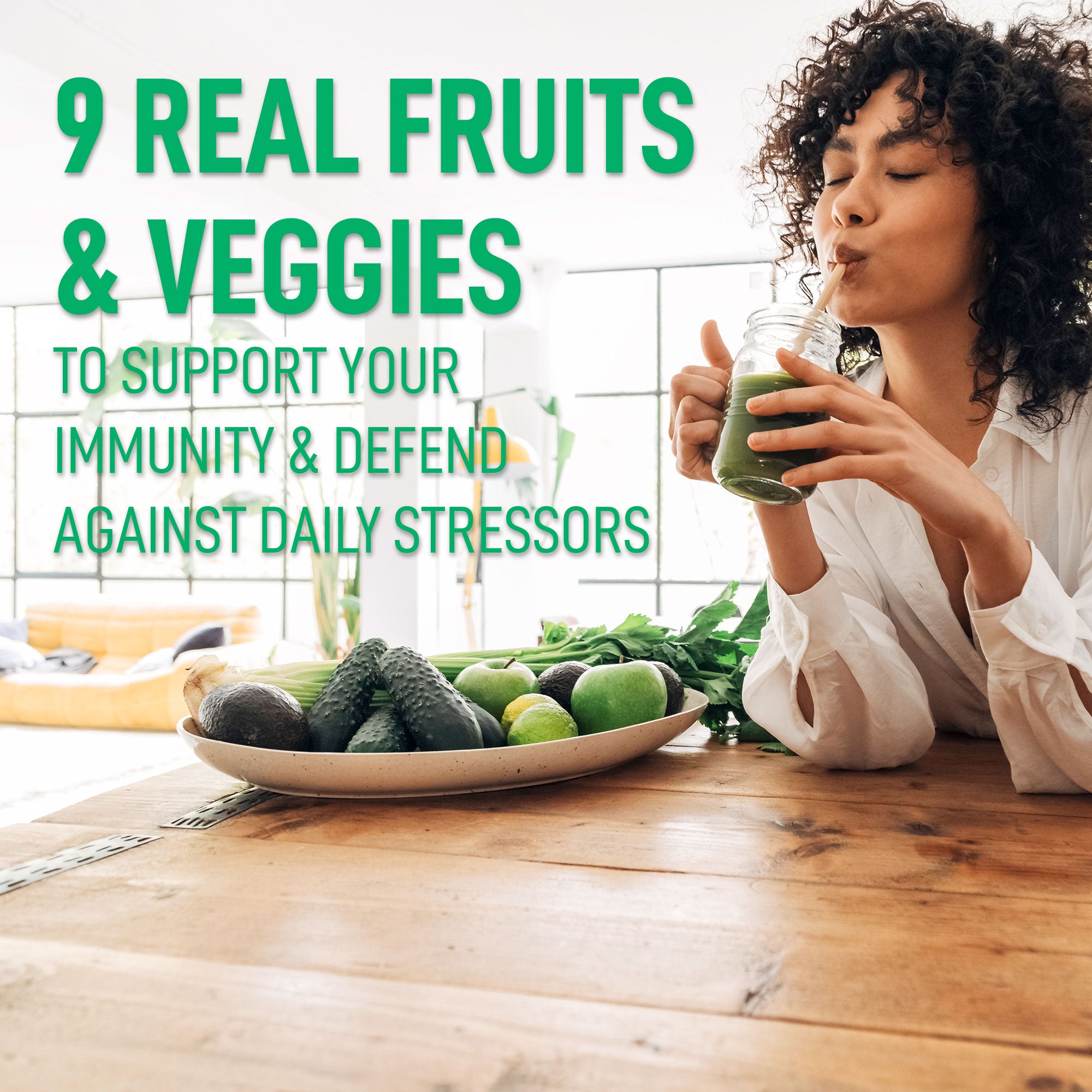 Real fruits & veggies to support immunity and defend against daily stressors — Tropical Mango Super Greens
