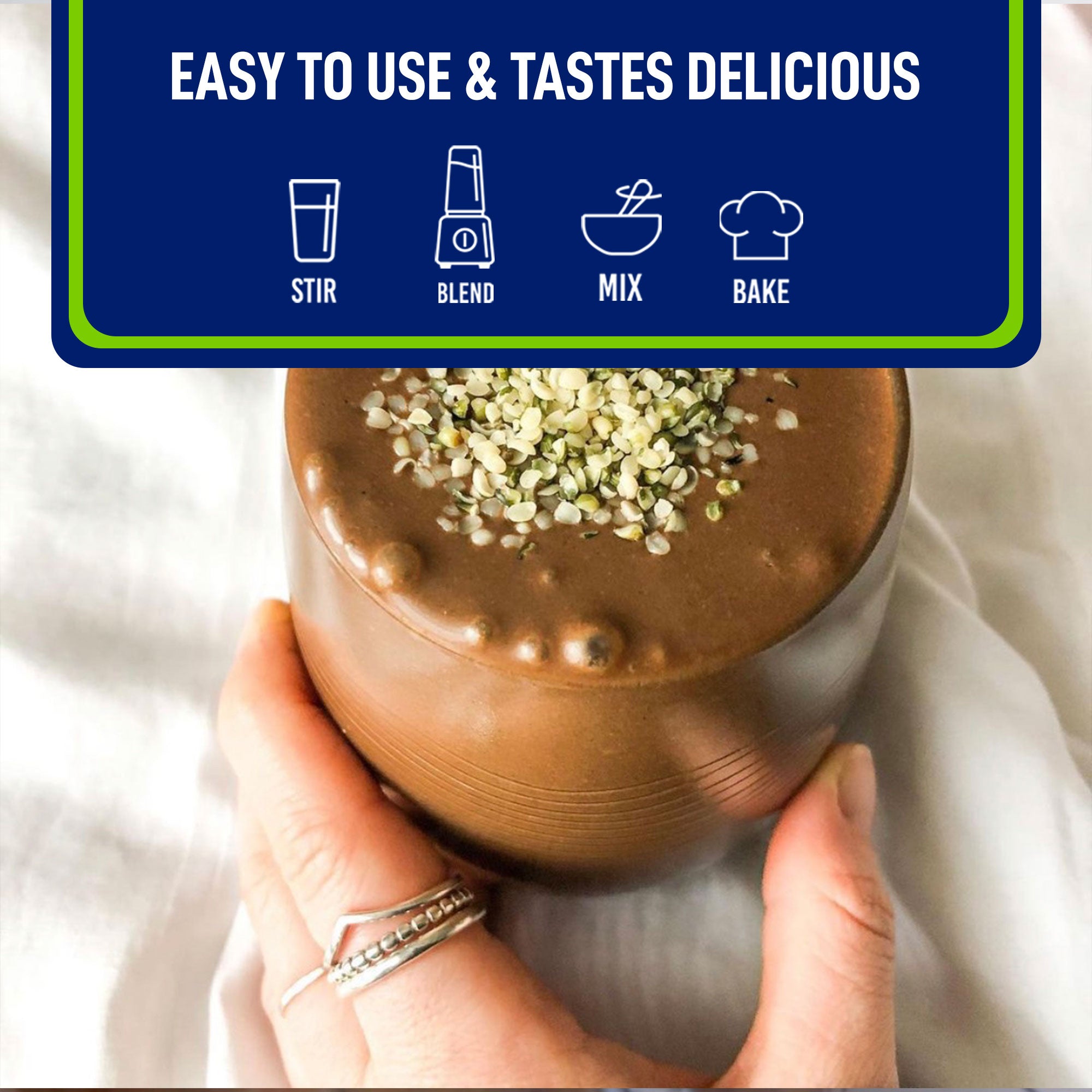 Easy to use & tastes delicious — LEANFIT Protein & Greens Chocolate in shakes, smoothies, and recipes
