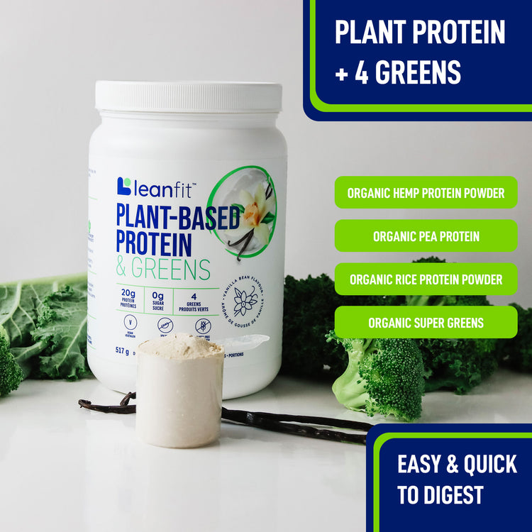 Plant protein + 4 greens; easy & quick to digest — LEANFIT Plant-Based Protein & Greens (Vanilla)
