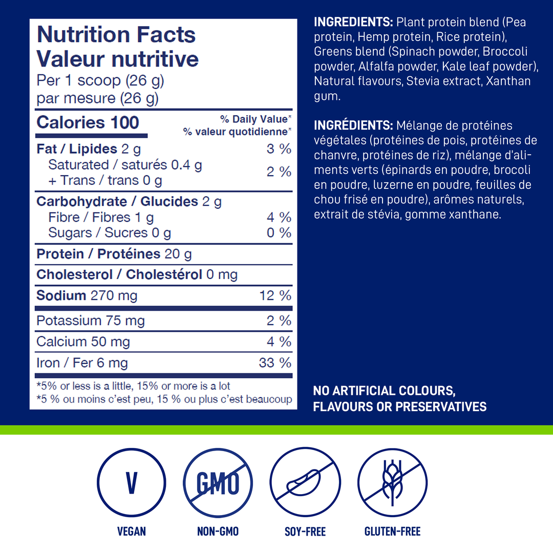 Nutrition Facts and ingredients for LEANFIT Plant-Based Protein & Greens — Vanilla