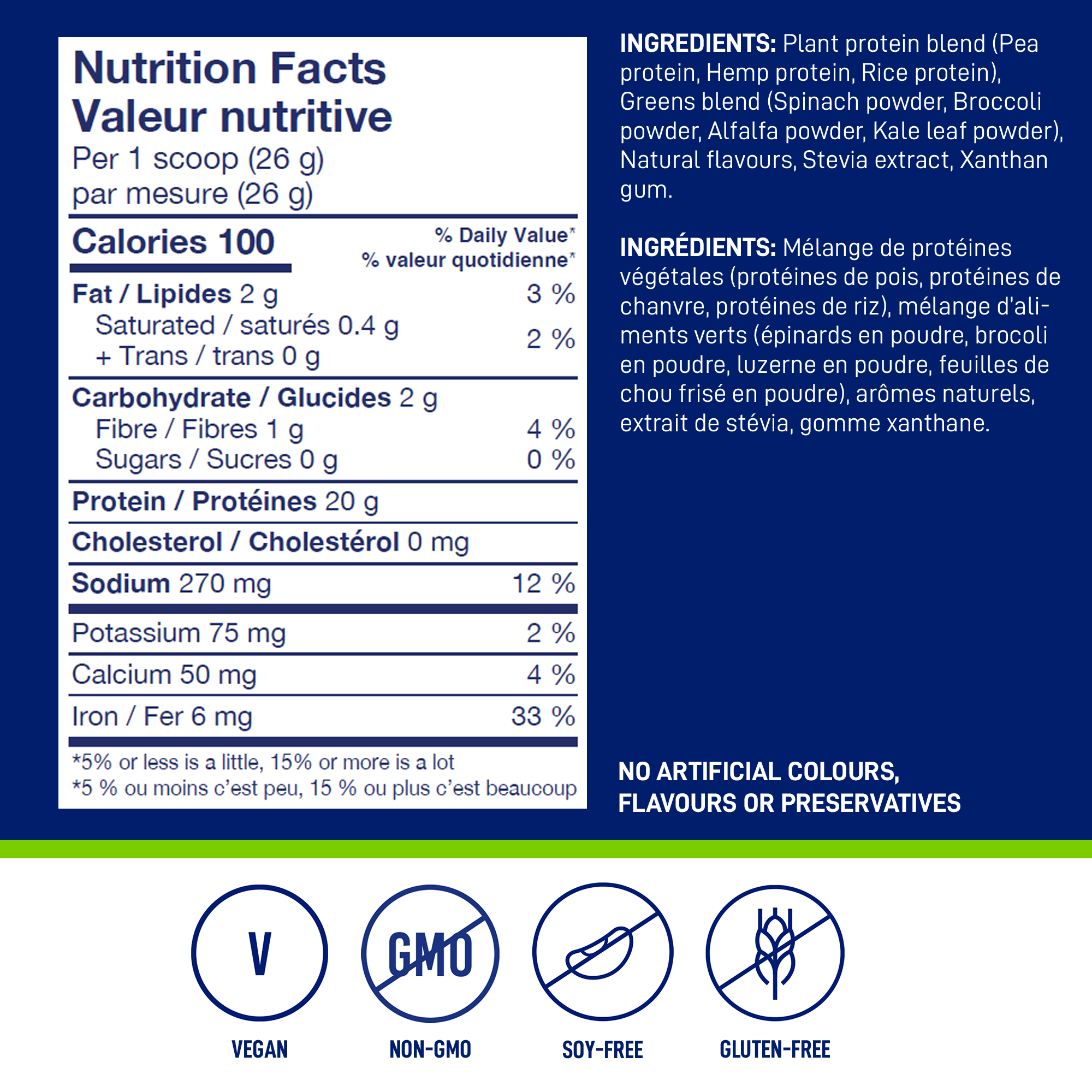 Nutrition Facts and ingredients for LEANFIT Plant-Based Protein & Greens — Vanilla