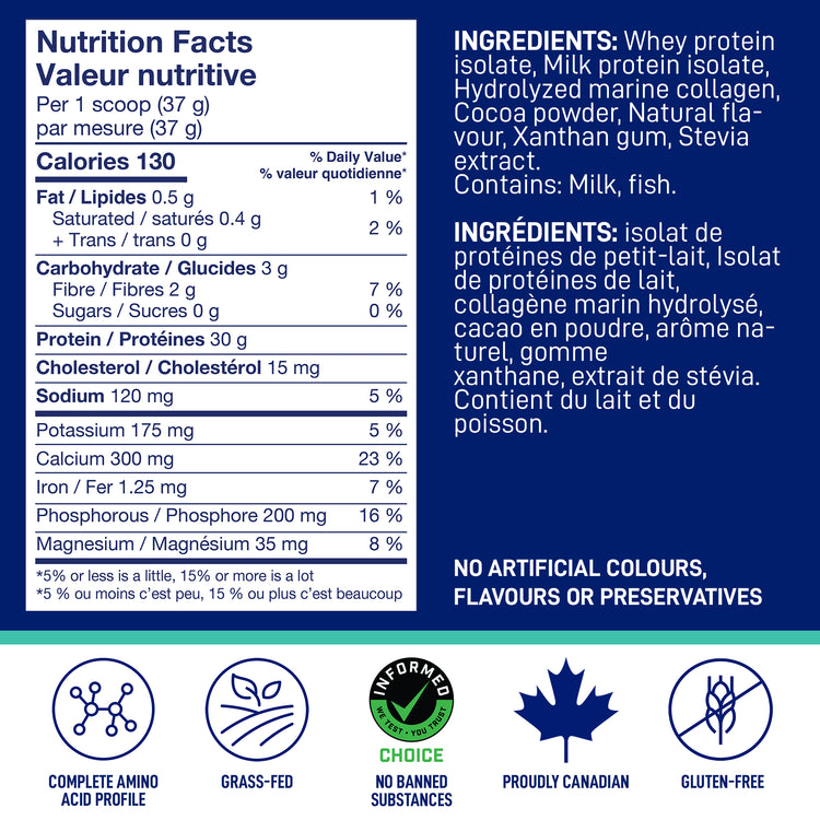 Nutrition Facts and ingredients for LEANFIT Sport Protein Isolate & Marine Collagen — Chocolate Hazelnut
