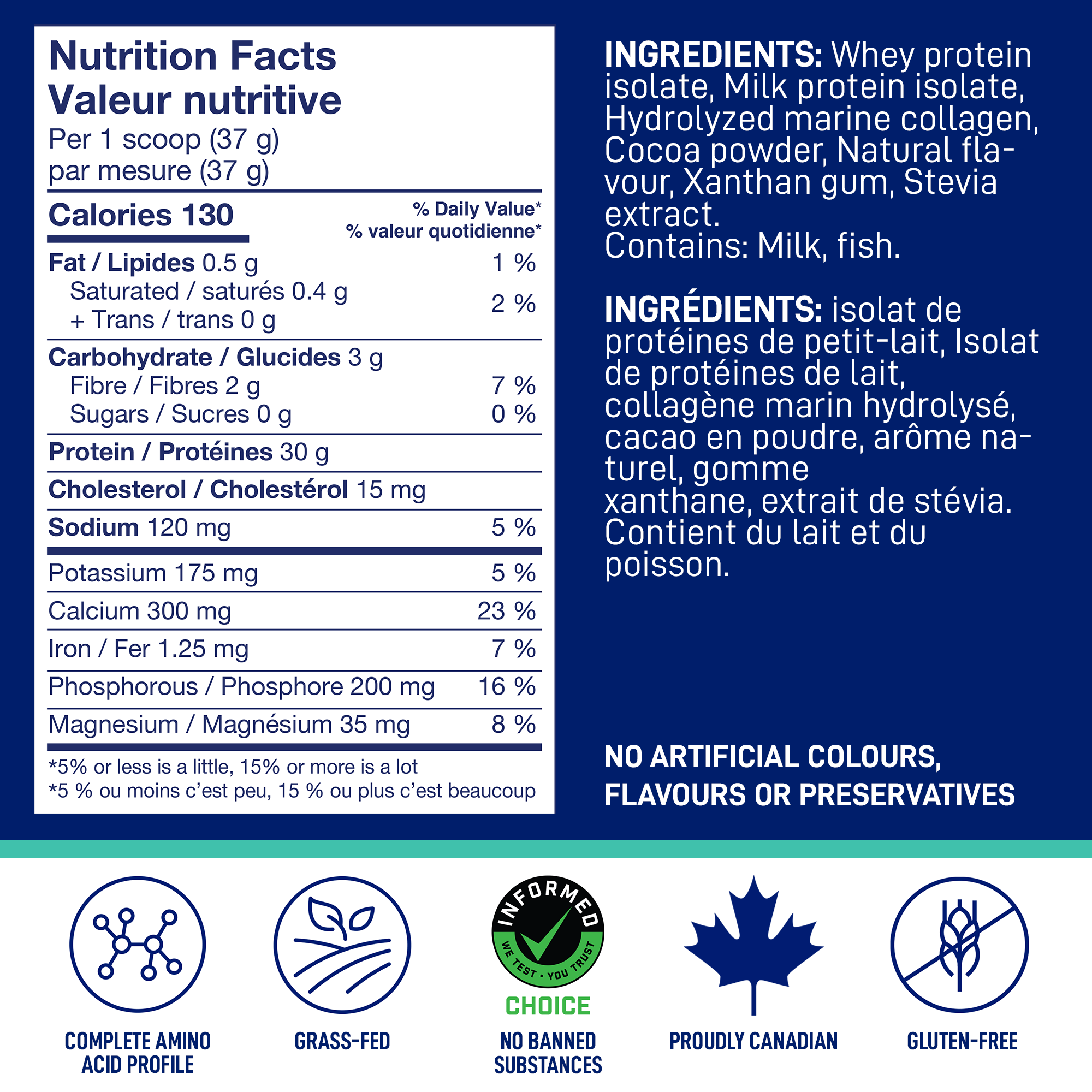 Nutrition Facts and ingredients for LEANFIT Sport Protein Isolate & Marine Collagen — Chocolate Hazelnut
