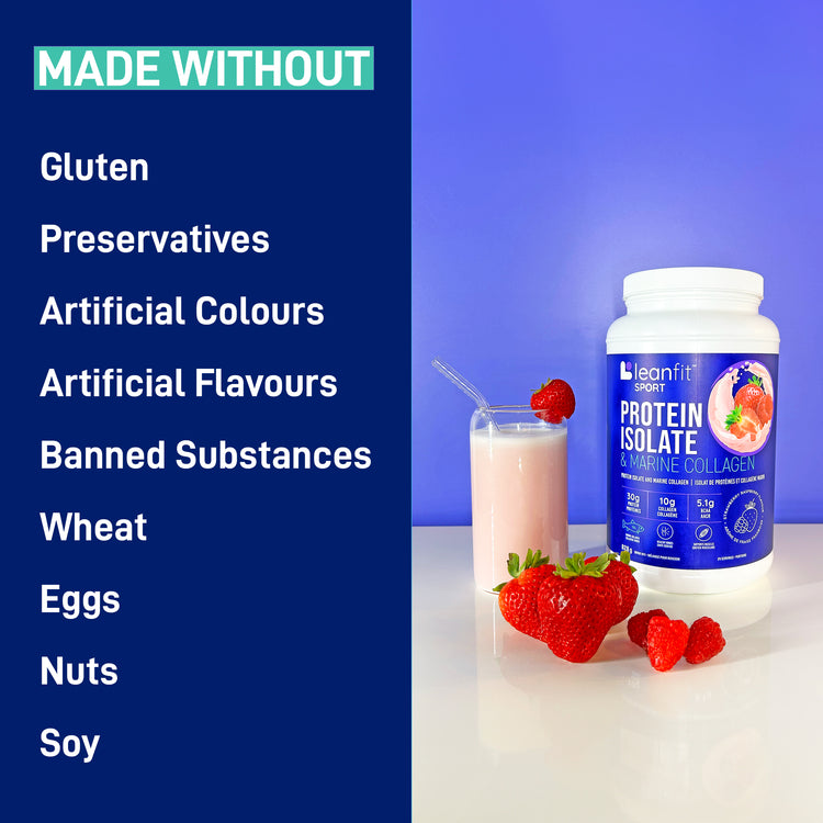 Made without gluten, preservatives, artificial colours or flavours; banned-substance tested; no wheat, eggs, nuts, or soy
