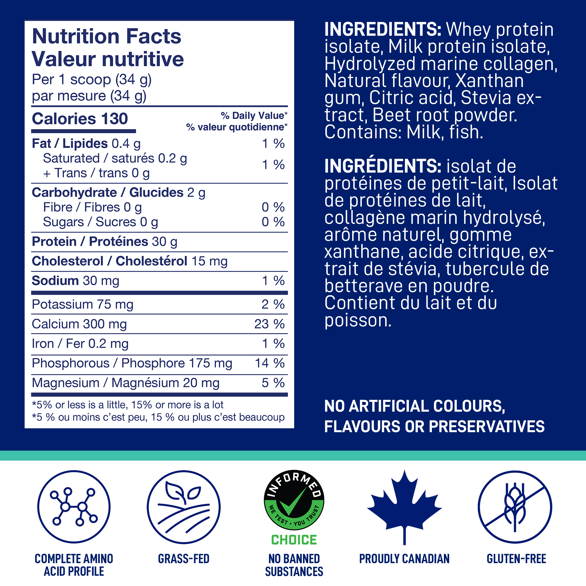 Nutrition Facts and ingredients for LEANFIT Sport Protein Isolate & Marine Collagen — Strawberry Raspberry
