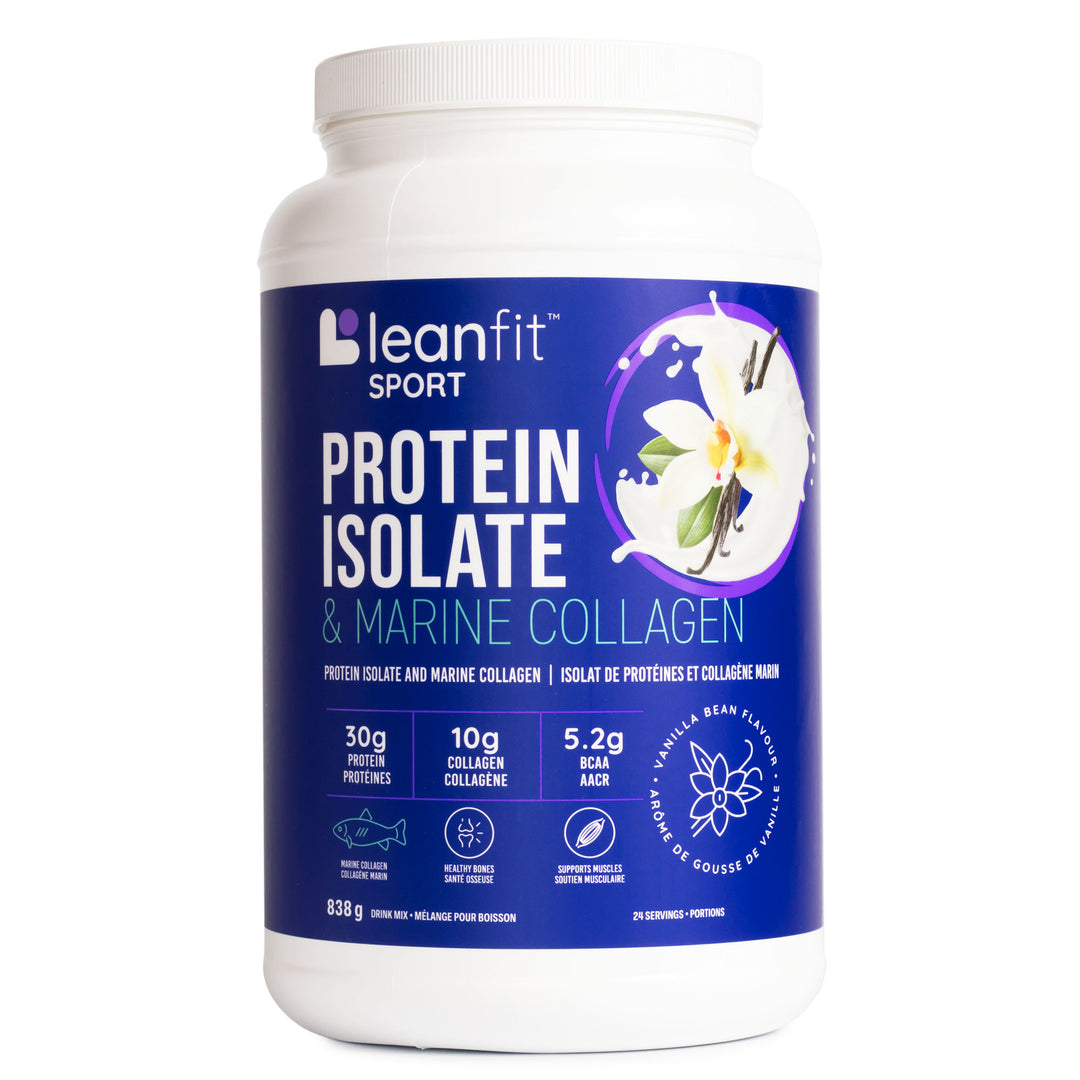 LEANFIT Sport Protein Isolate & Marine Collagen — Vanilla Bean Flavour — Front Label
