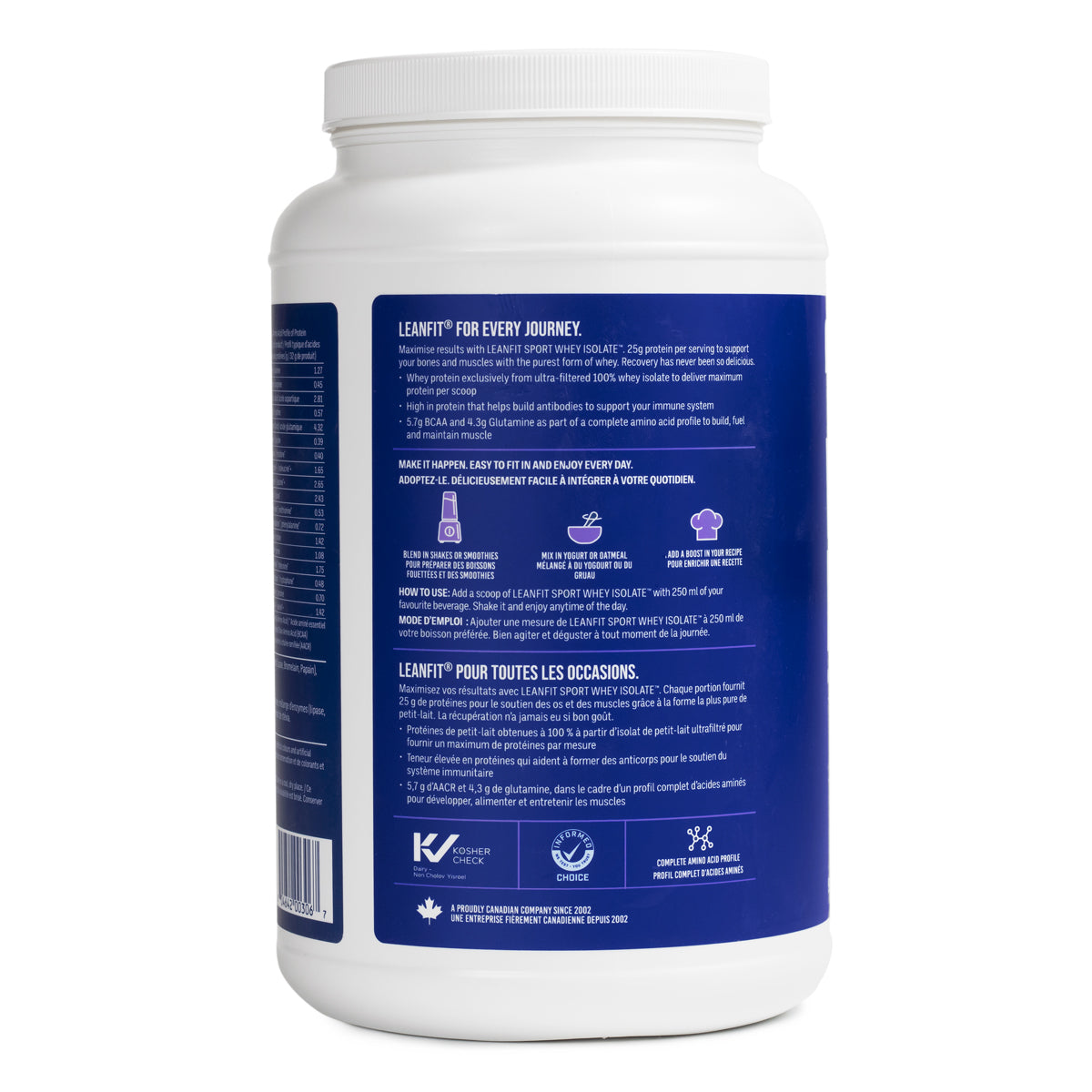 Side panel and barcode — LEANFIT Sport Whey Isolate (Chocolate)

