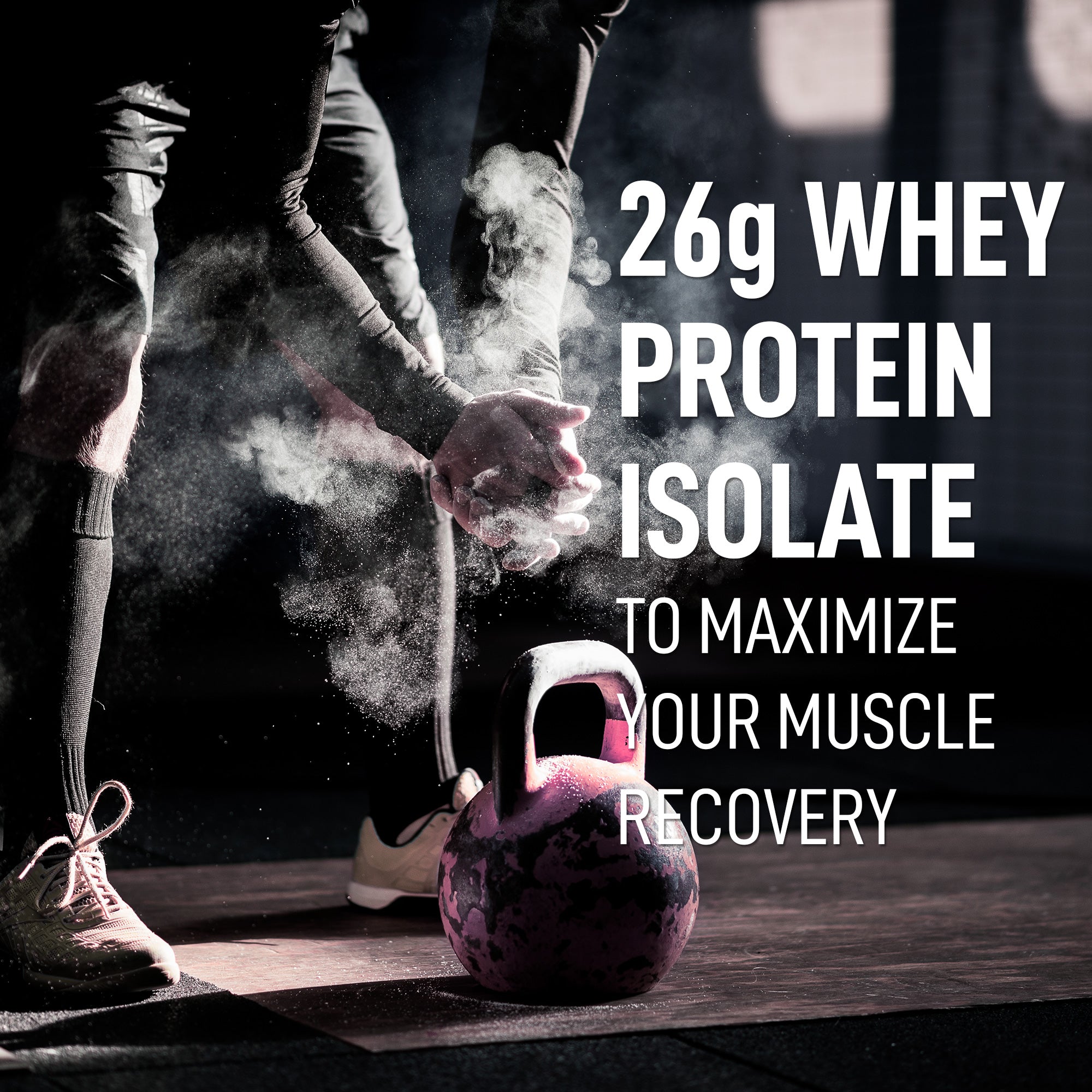 26 g whey protein isolate to maximise muscle recovery — training lifestyle scene
