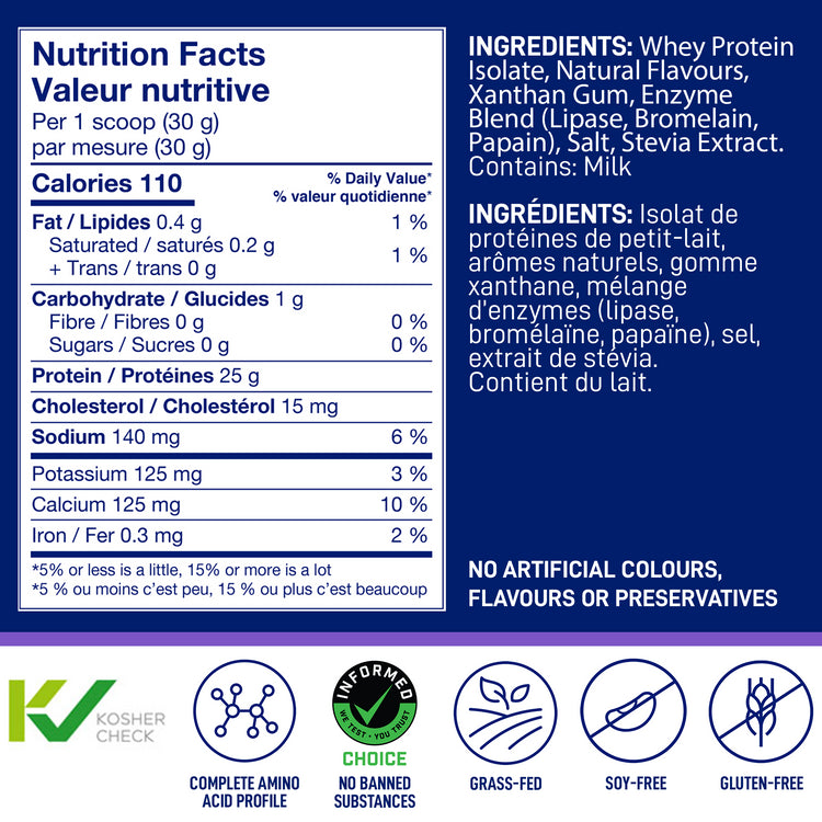 Nutrition Facts and ingredients for LEANFIT Sport Whey Protein Isolate — Vanilla Bean
