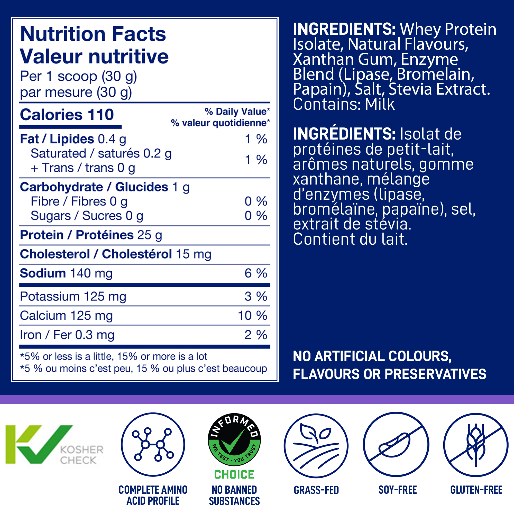 Nutrition Facts and ingredients for LEANFIT Sport Whey Protein Isolate — Vanilla Bean