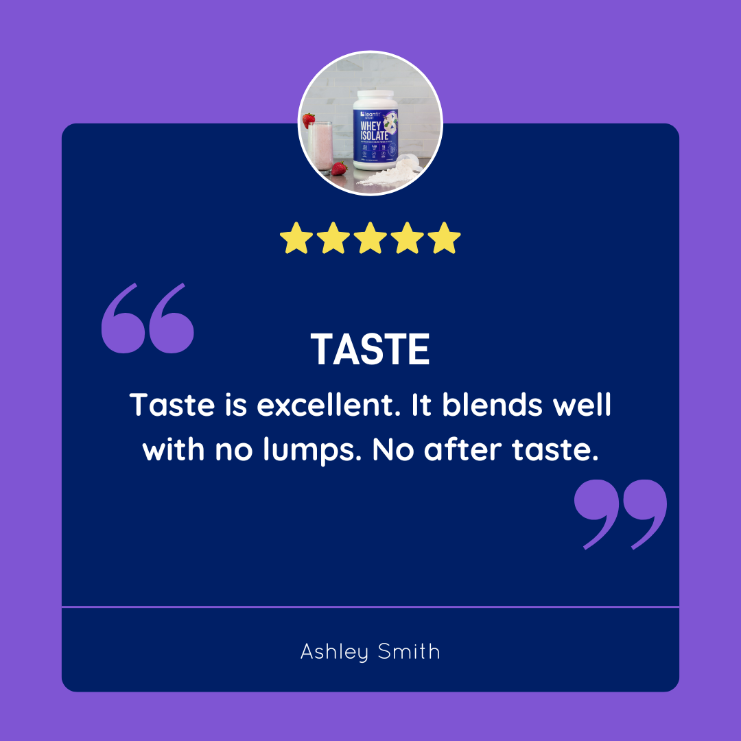Customer review: “Taste is excellent. It blends well with no lumps. No after taste.”
