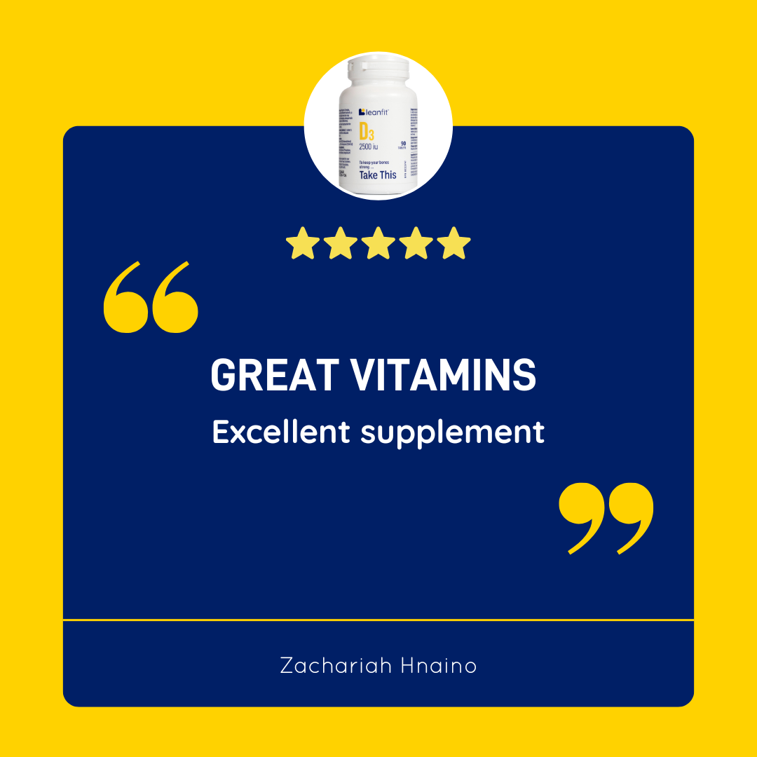 Customer review: “Great vitamins — excellent supplement.”
